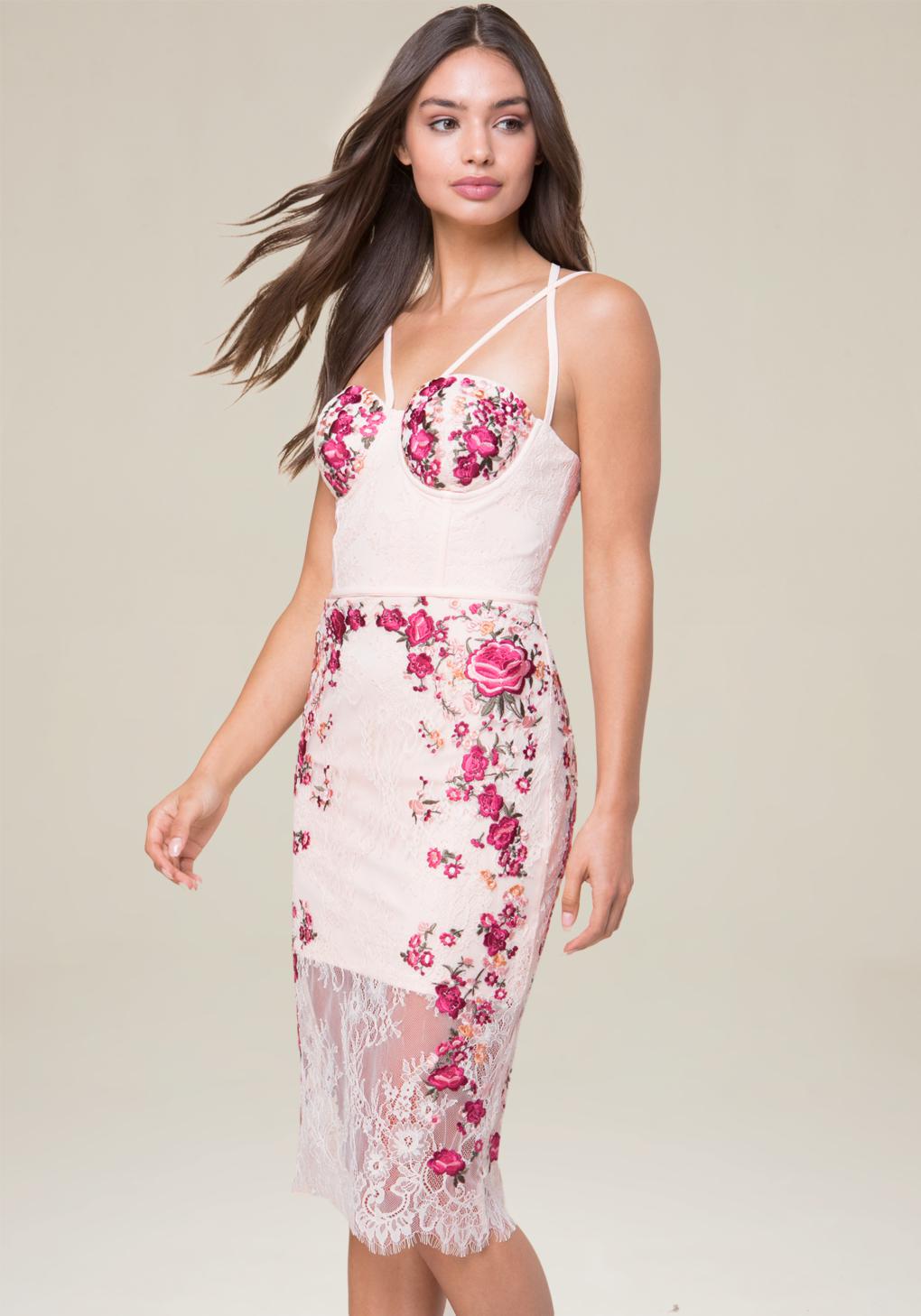 bebe embroidered dress