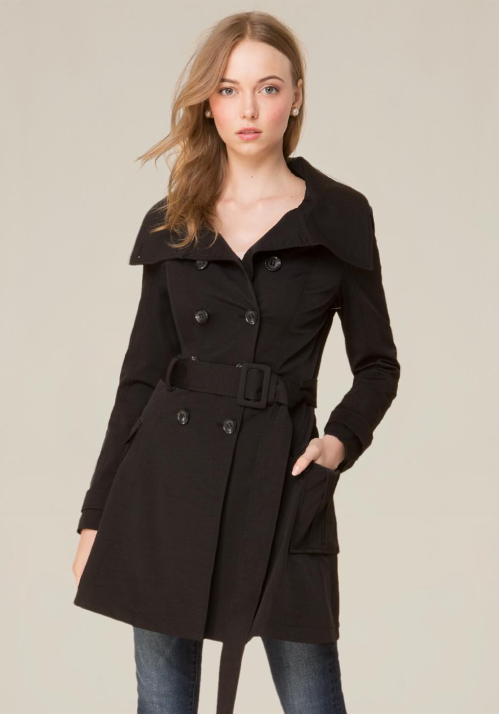 Black flared trench coat Clearance