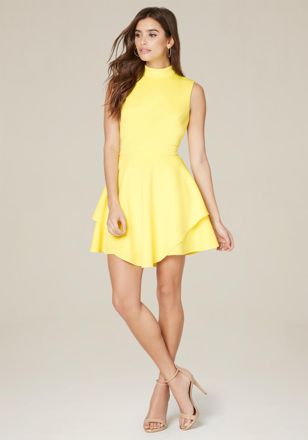 bebe yellow dress