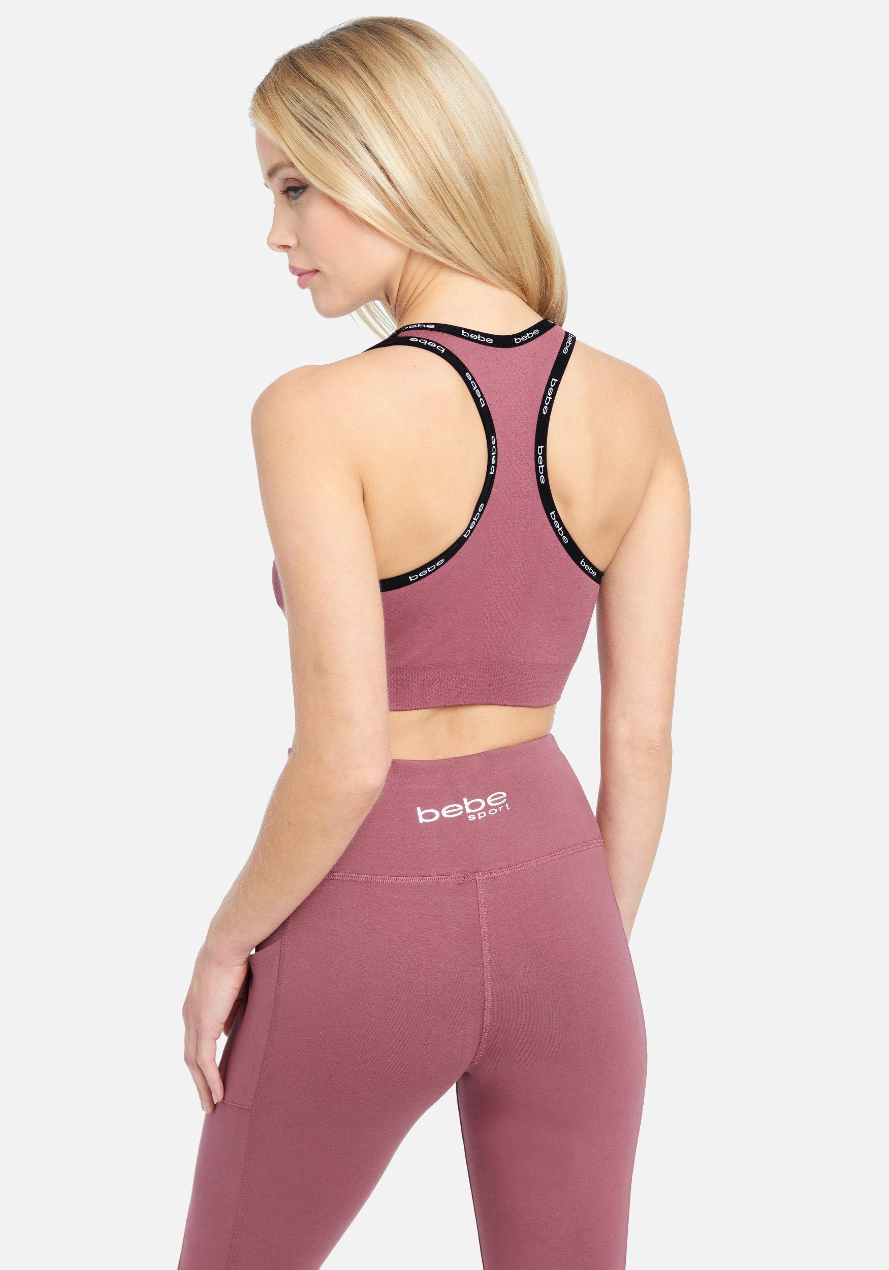 Bebe Synthetic Sport Mini Logo Sports Bra In Antique Rose Purple Lyst