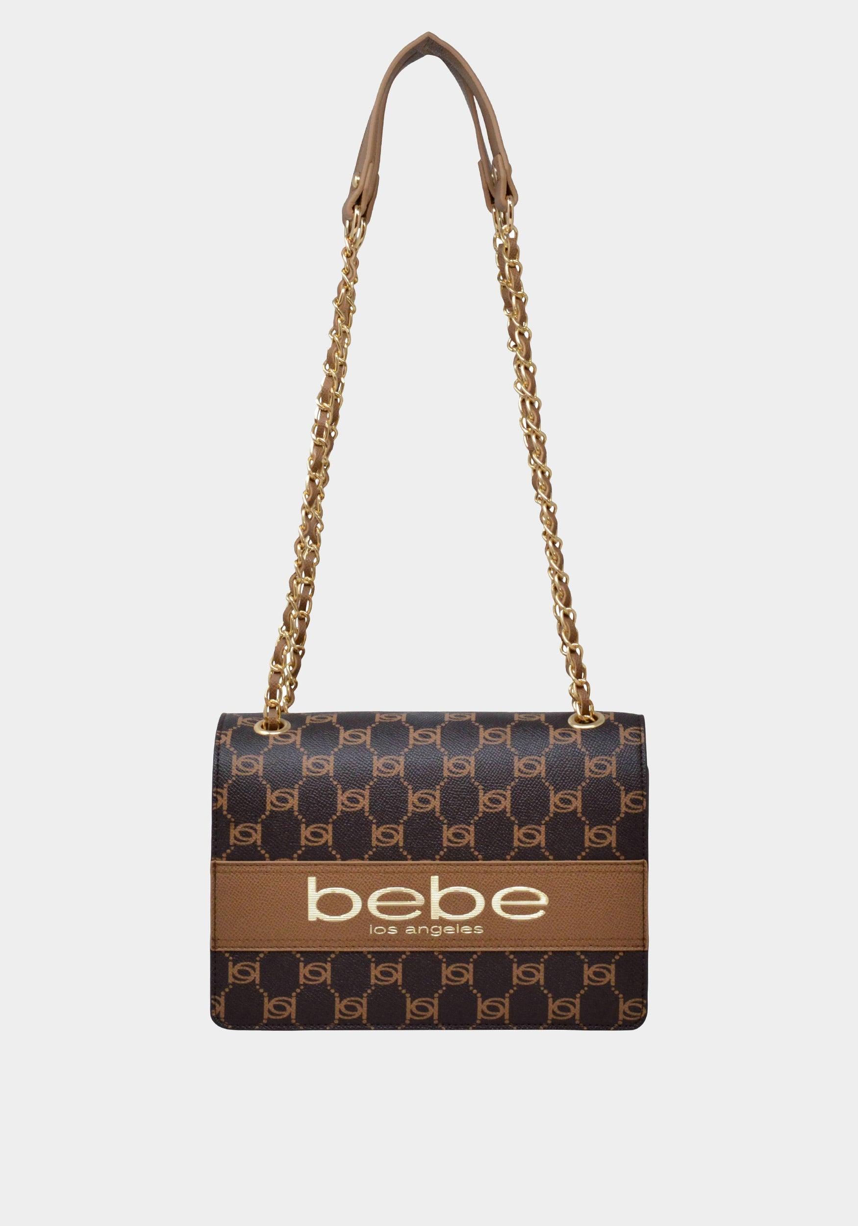 Bebe Serena Monogram Shoulder Bag in White | Lyst