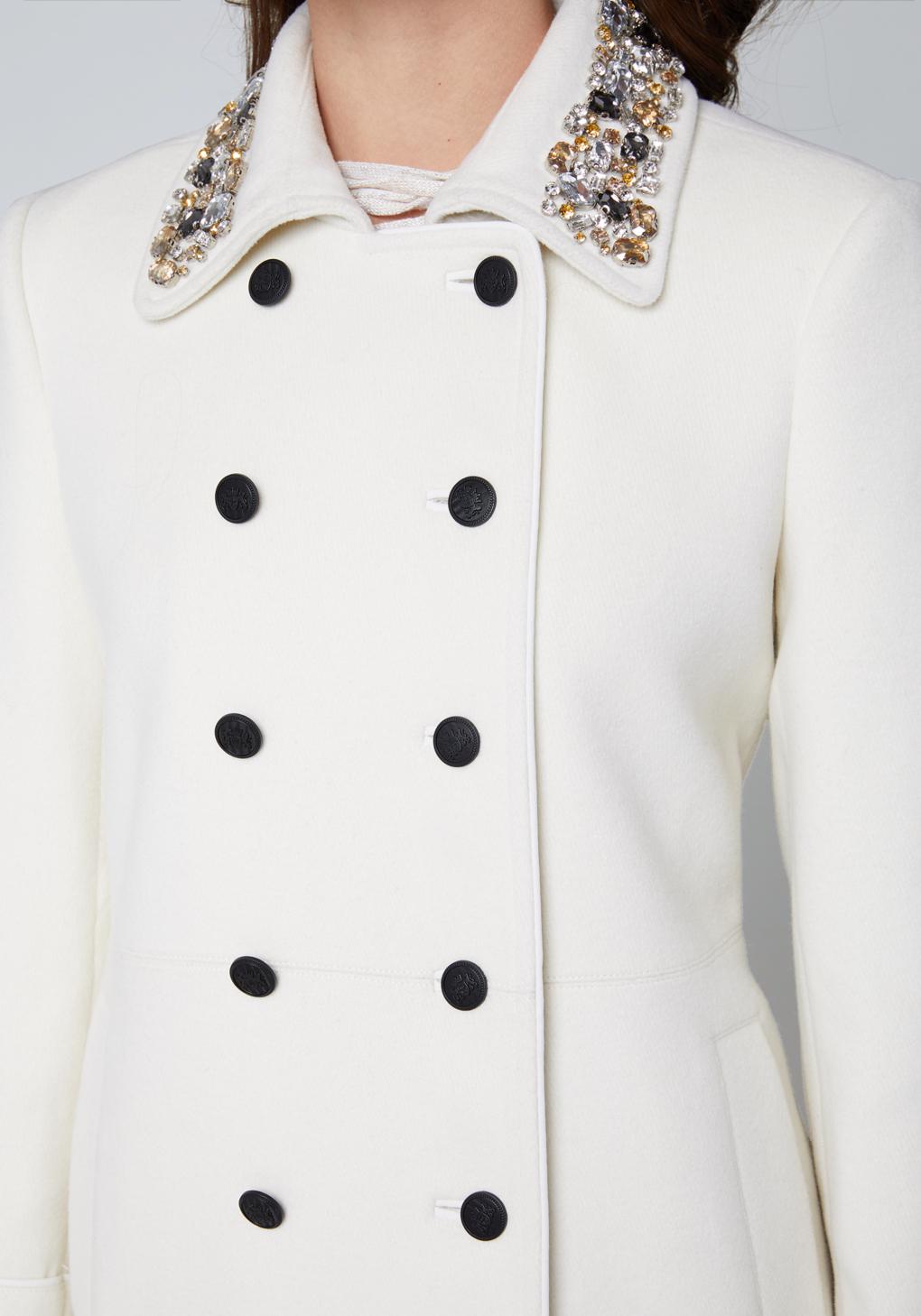 Bebe Wool Crystal Collar Pea Coat Lyst