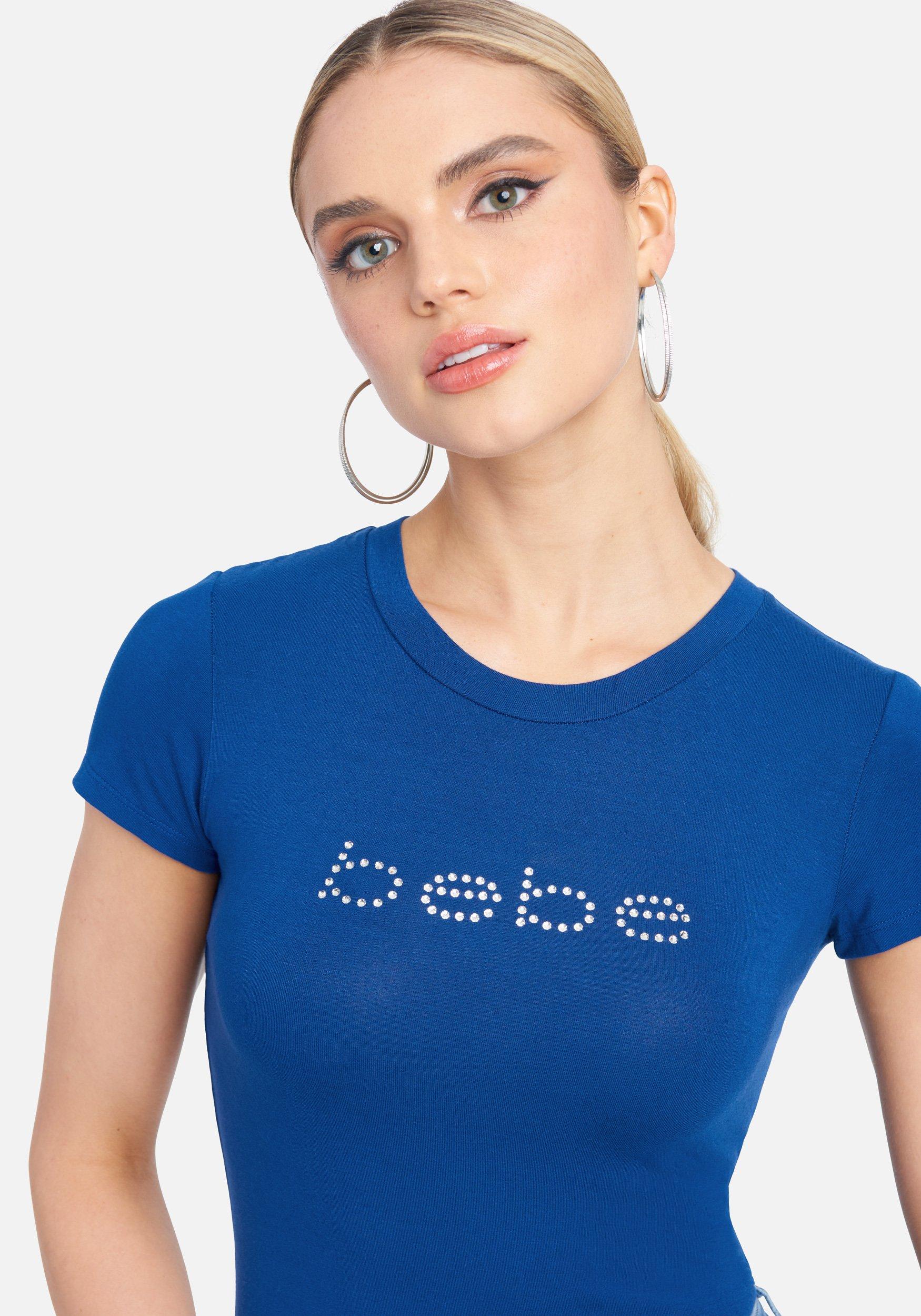 Bebe Logo Short Sleeve Tee Shirt In Blue Lyst
