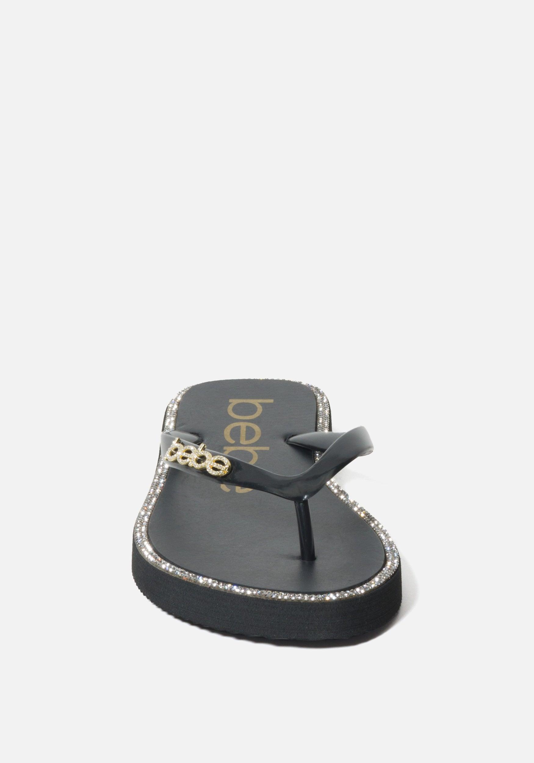 bebe flip flops rhinestone