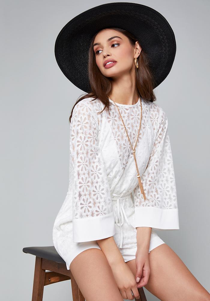 Bebe Synthetic Floral Romper In Bright White White Lyst Bebe Synthetic Floral Romper In Bright White White Lyst