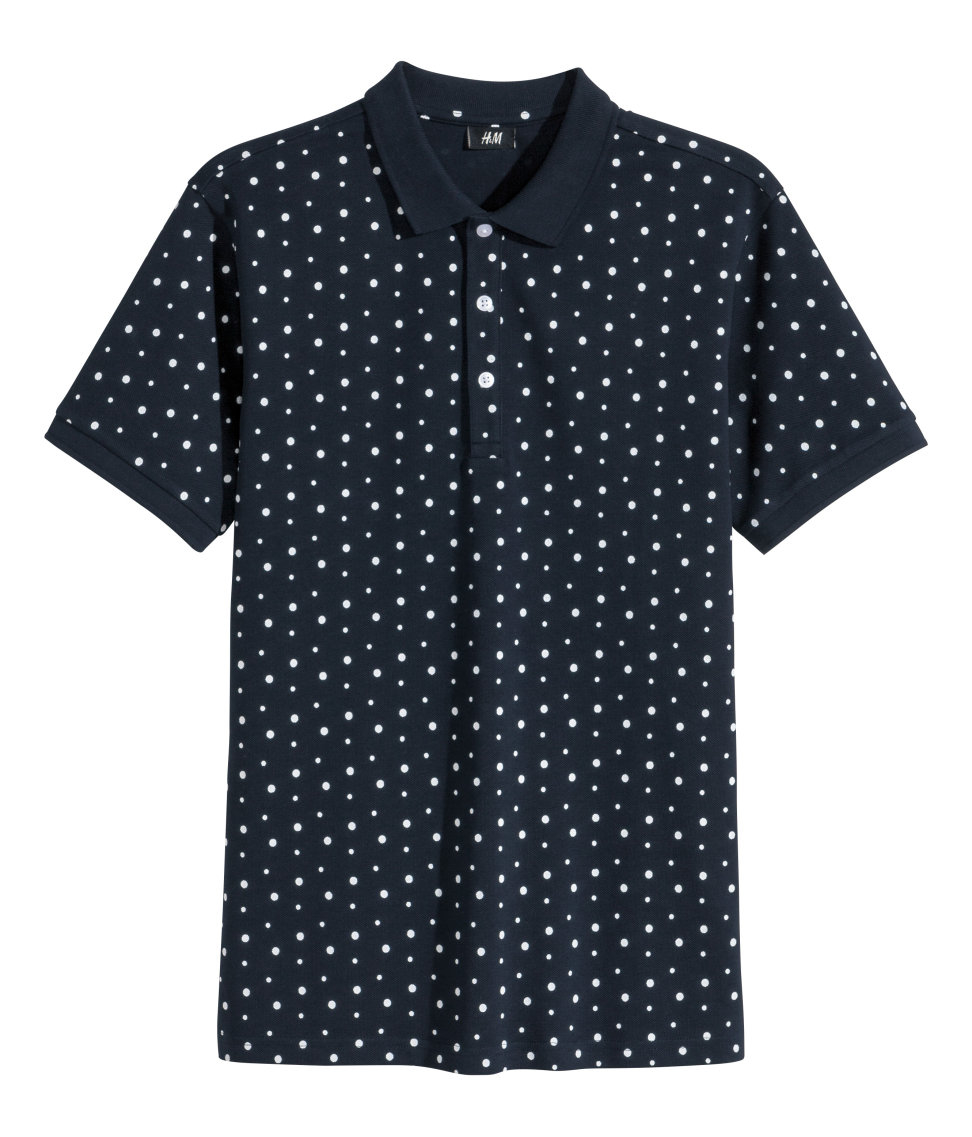 H&m Spotted Polo Shirt in Blue for Men Lyst