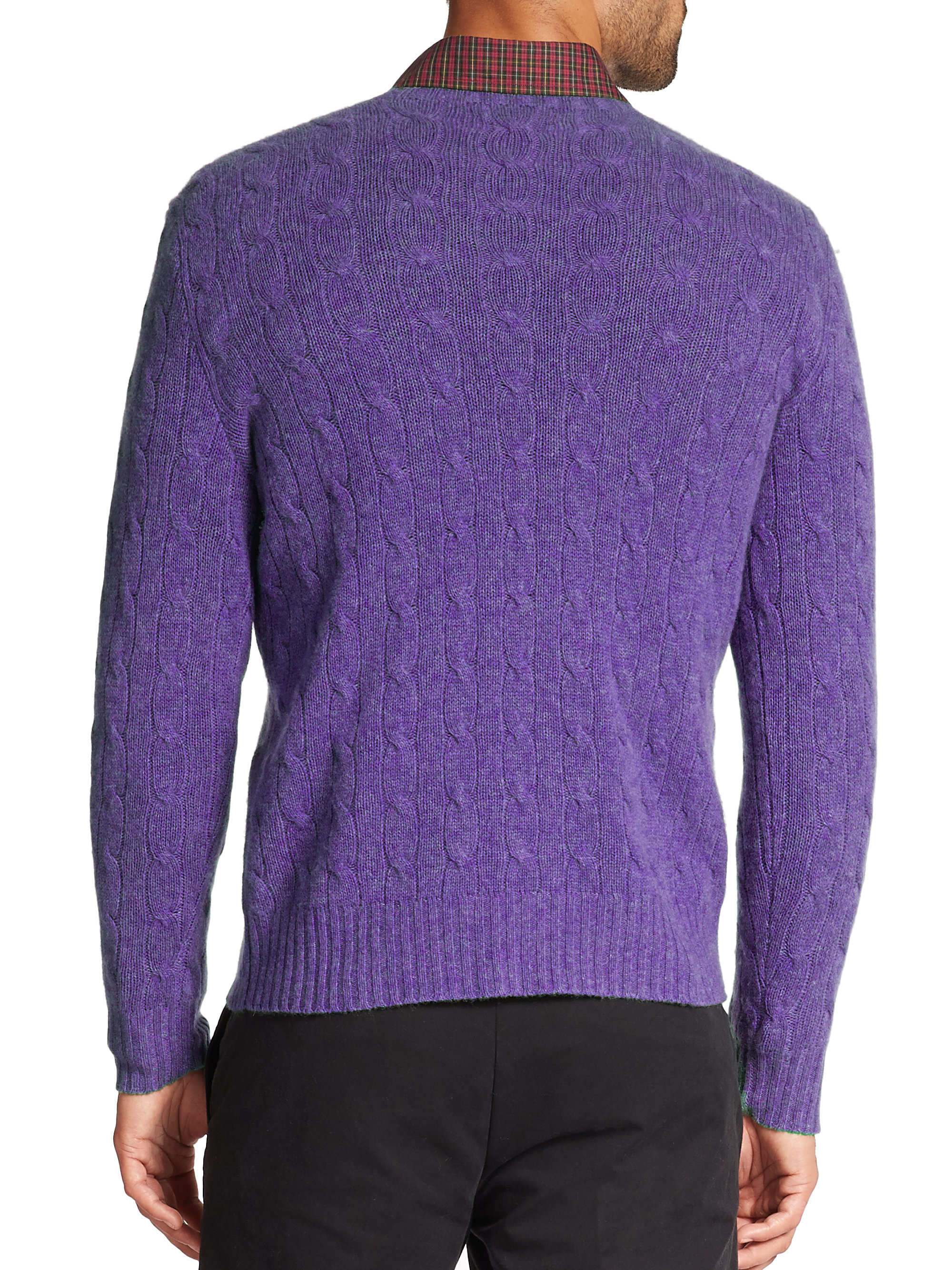 Polo Ralph Lauren Cableknit Cashmere Sweater in Violet (Purple) for Men Lyst