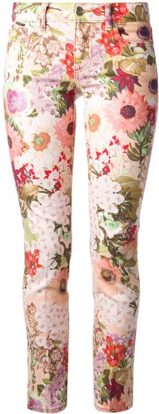 Tory Burch Floral Print Jean in Pink (pink & purple) | Lyst