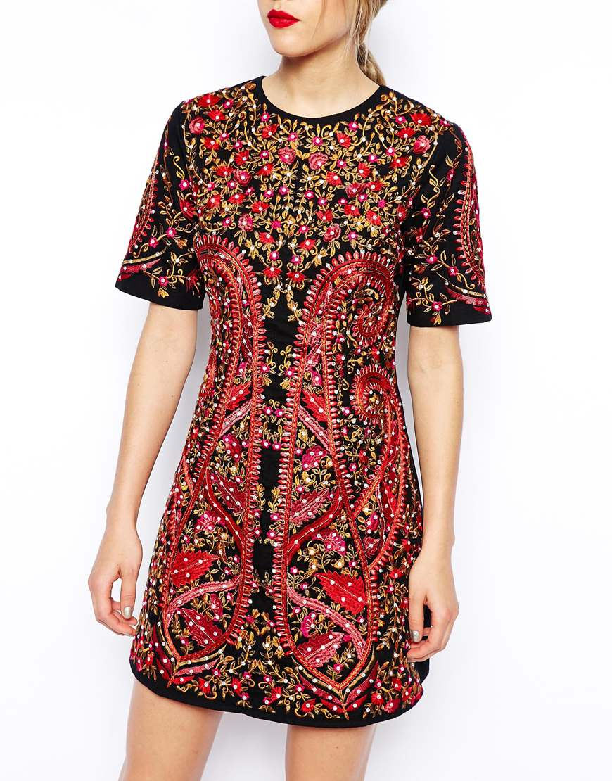 asos premium embroidered dress