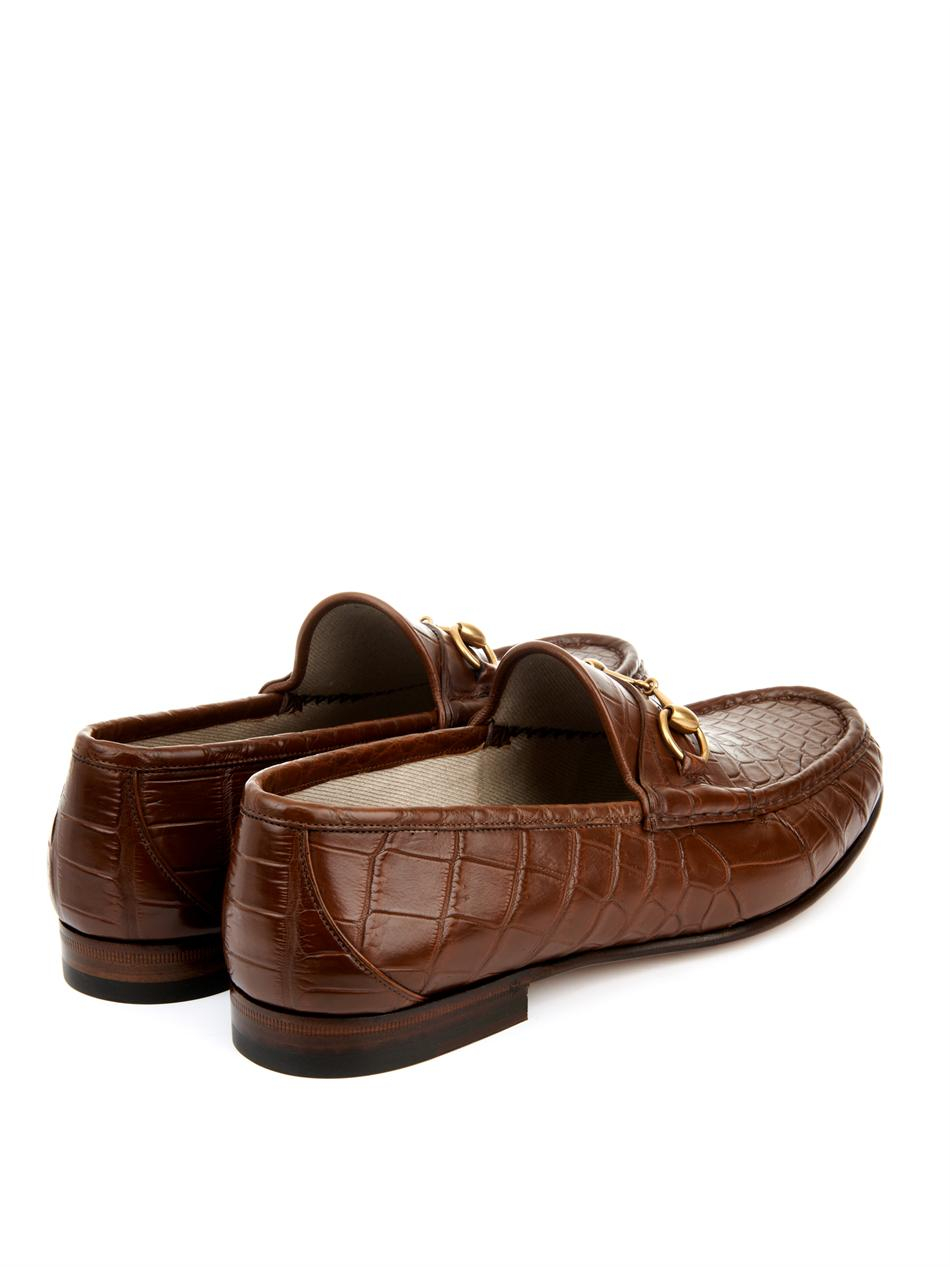 Gucci Crocodile Horsebit Loafers in Brown for Men | Lyst