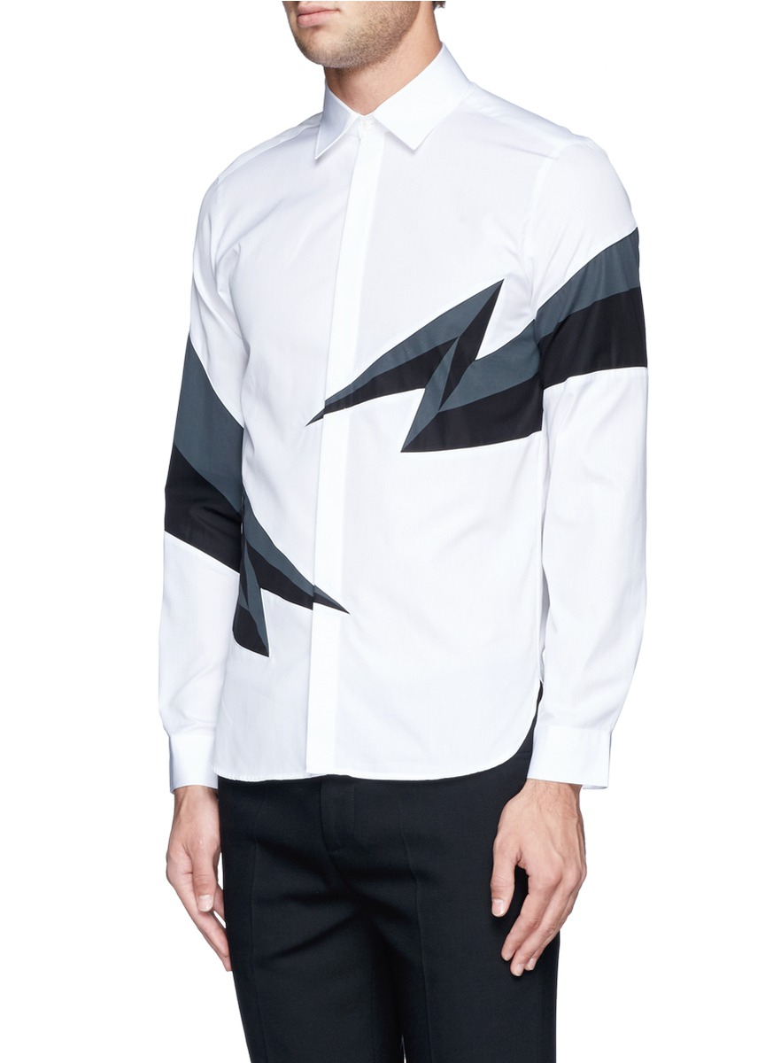 Lyst - Neil Barrett Lightning Bolt Print Shirt in White for Men