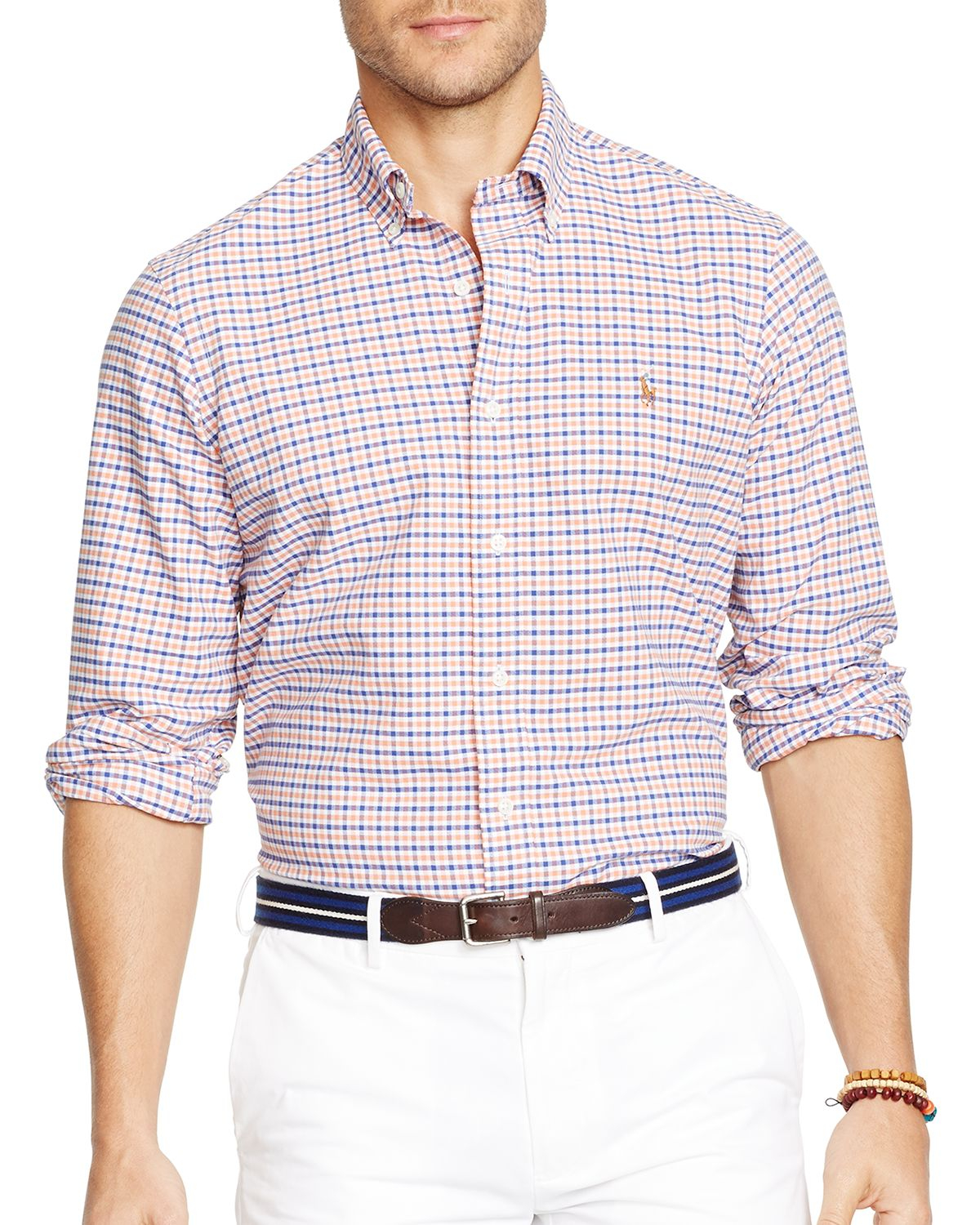 Lyst - Ralph lauren Polo Checked Oxford Button Down Shirt - Slim Fit in ...