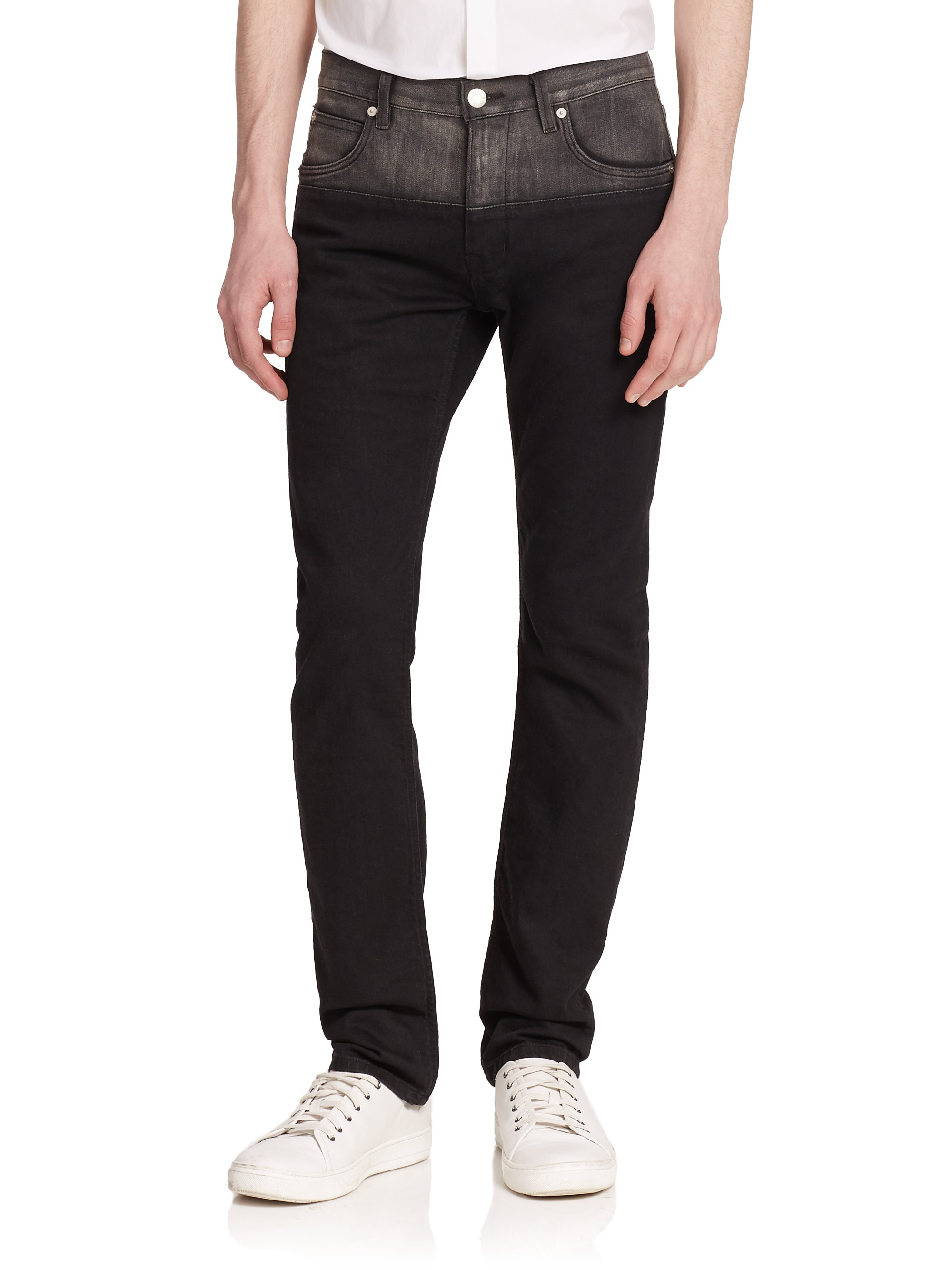 Helmut lang Two-tone Slim-fit Jeans in Black for Men (black-grey) | Lyst