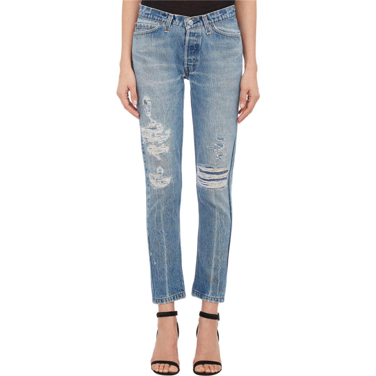 Re/done Straight Skinny Jeans in Blue | Lyst