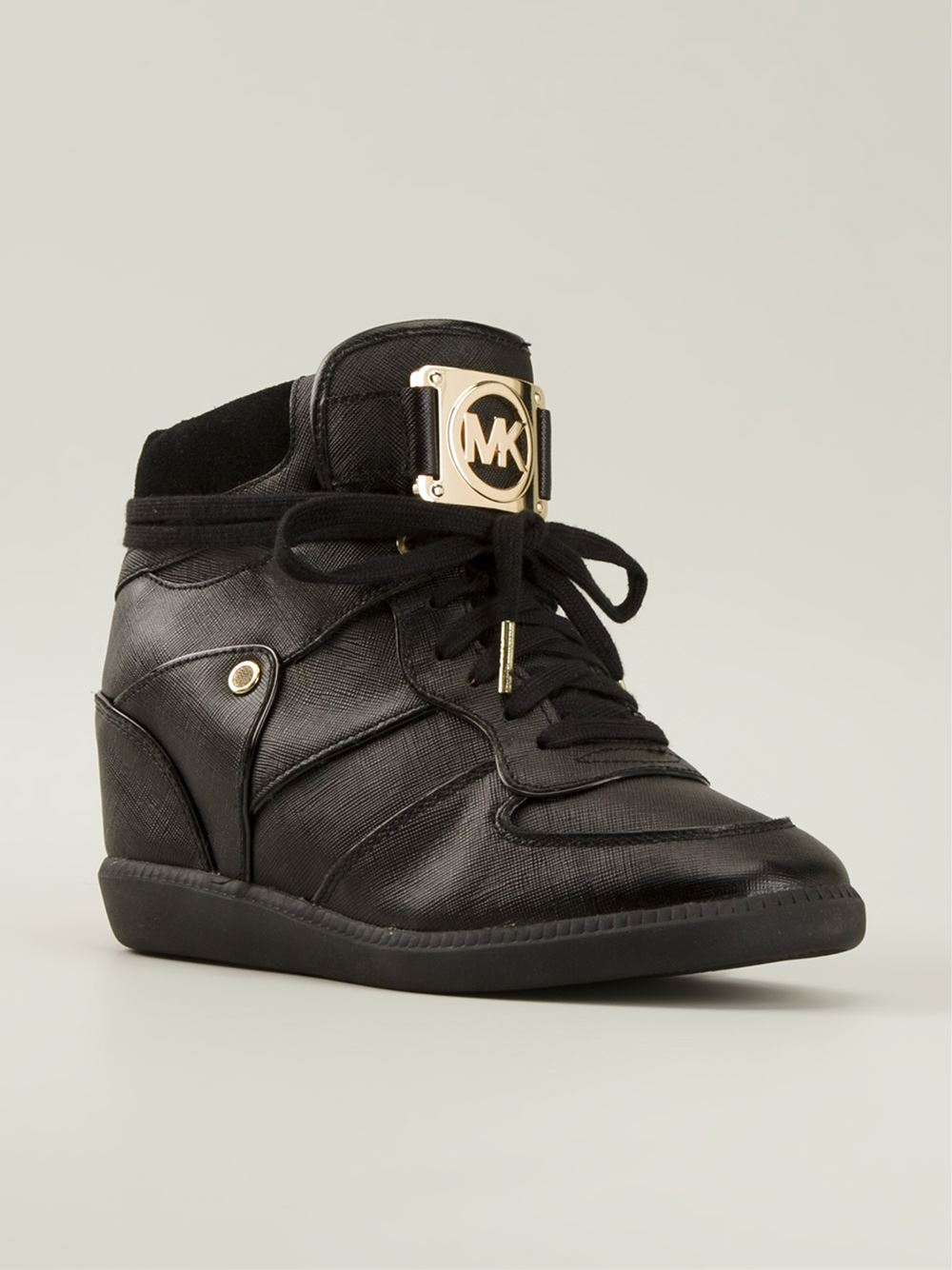 MICHAEL Michael Kors Leather Concealed Wedge Hi-top Sneakers in Black ...