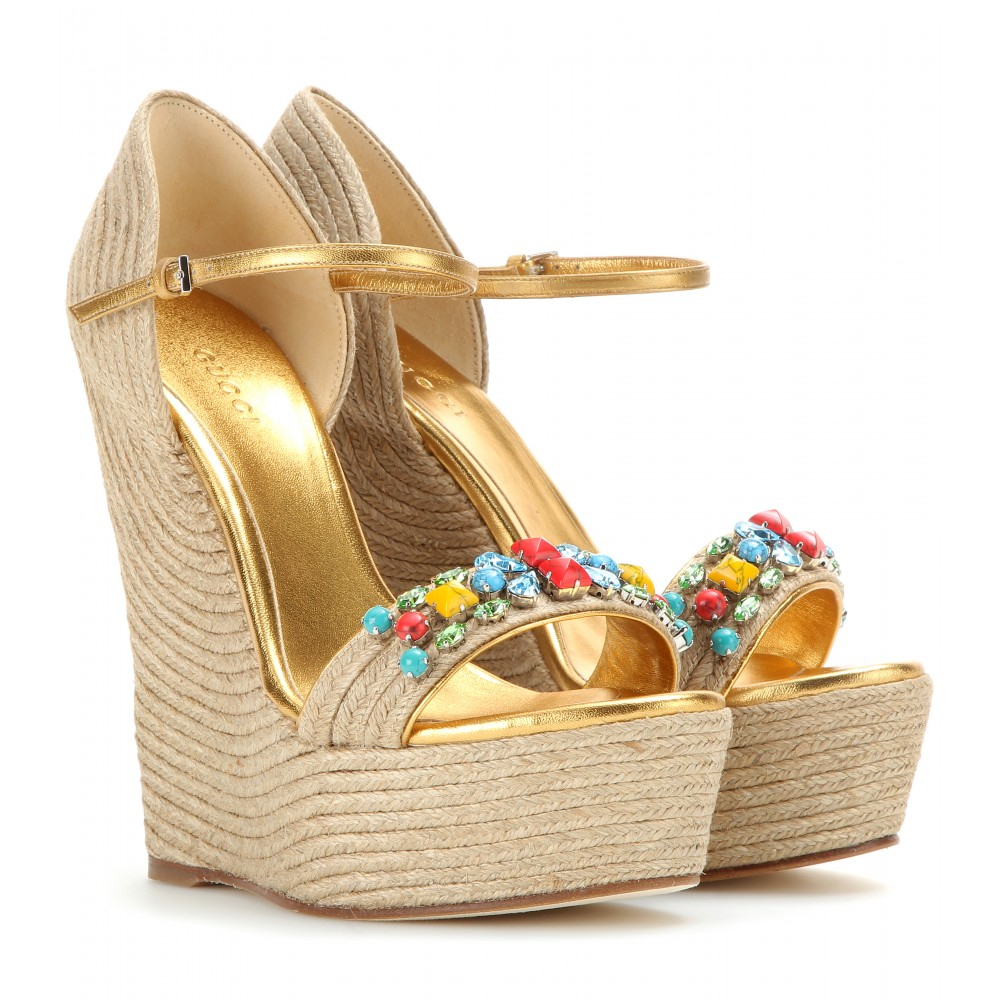 embellished wedge sandals