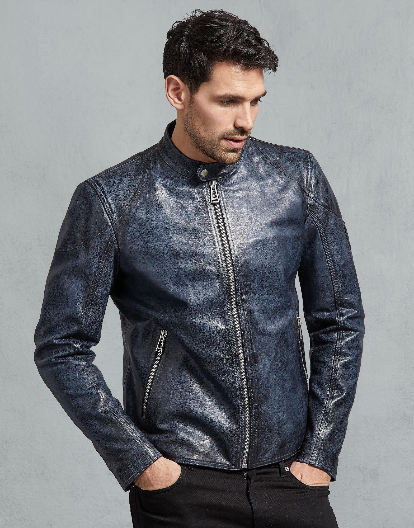 belstaff blue leather jacket