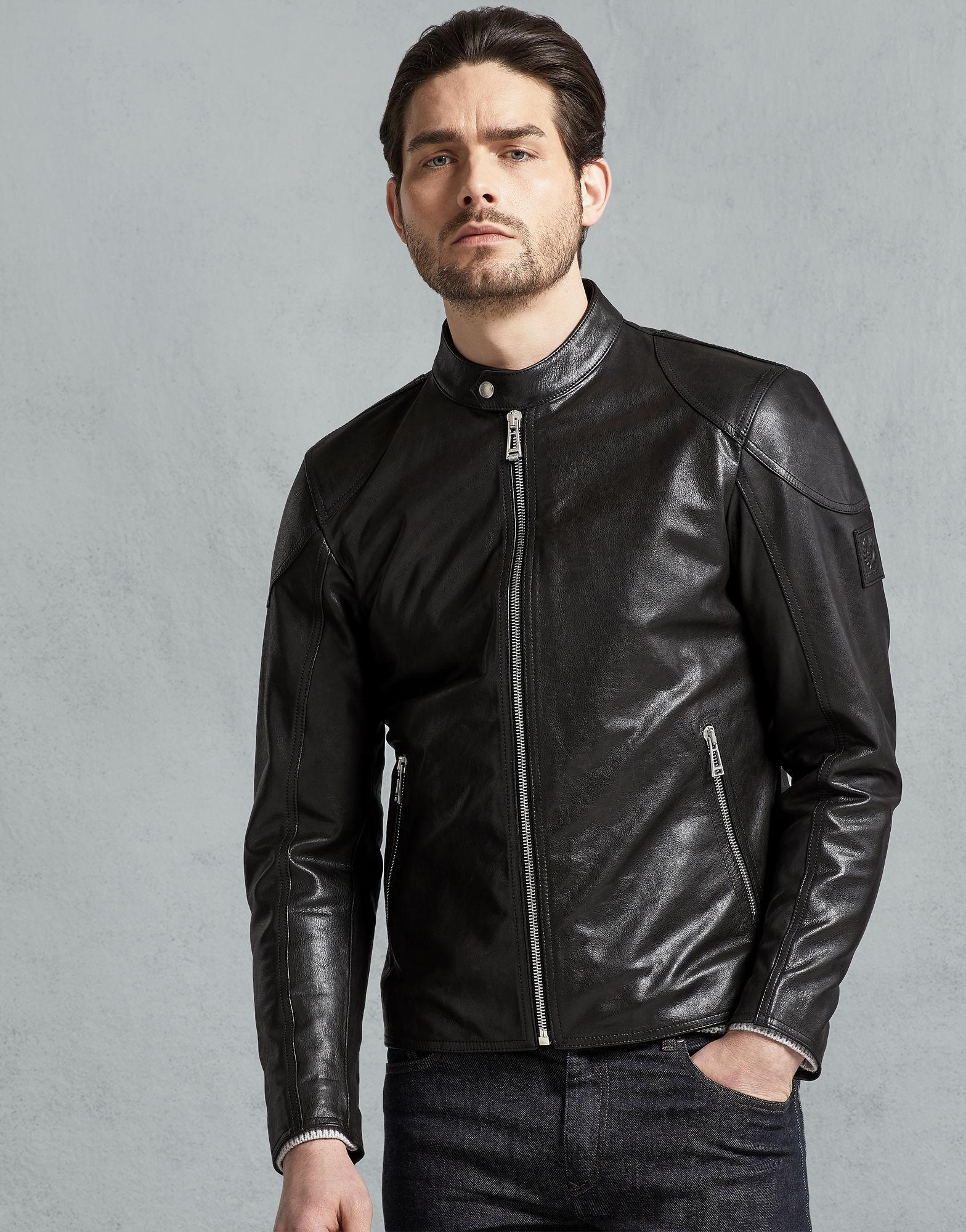 Belstaff Leather Bandit Café Racer Jacket in Black for Men - Lyst