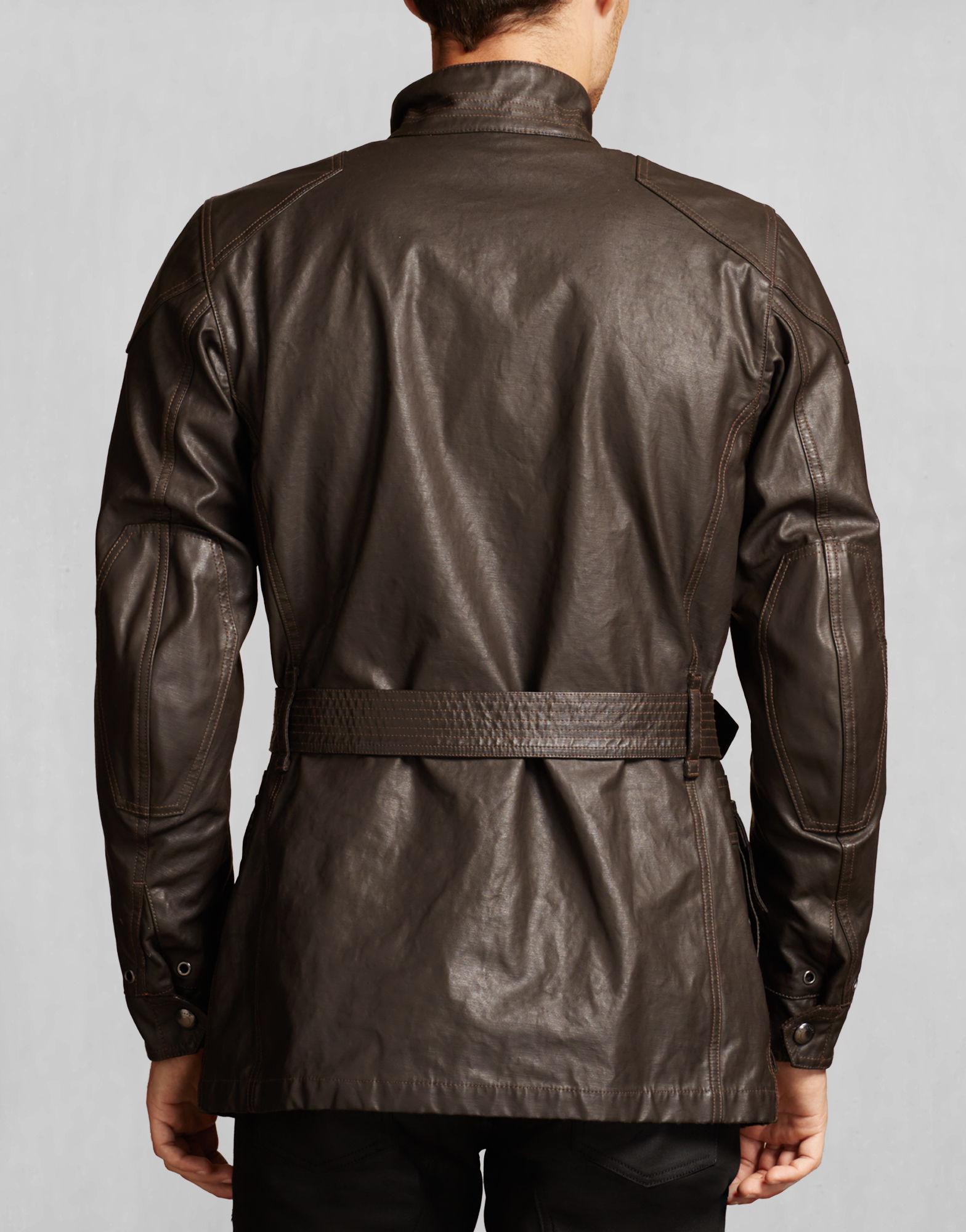 Belstaff Tt Zero Racing Jacket In Resin Coated Cotton Canvas in Mahogany  (Brown) for Men - Lyst