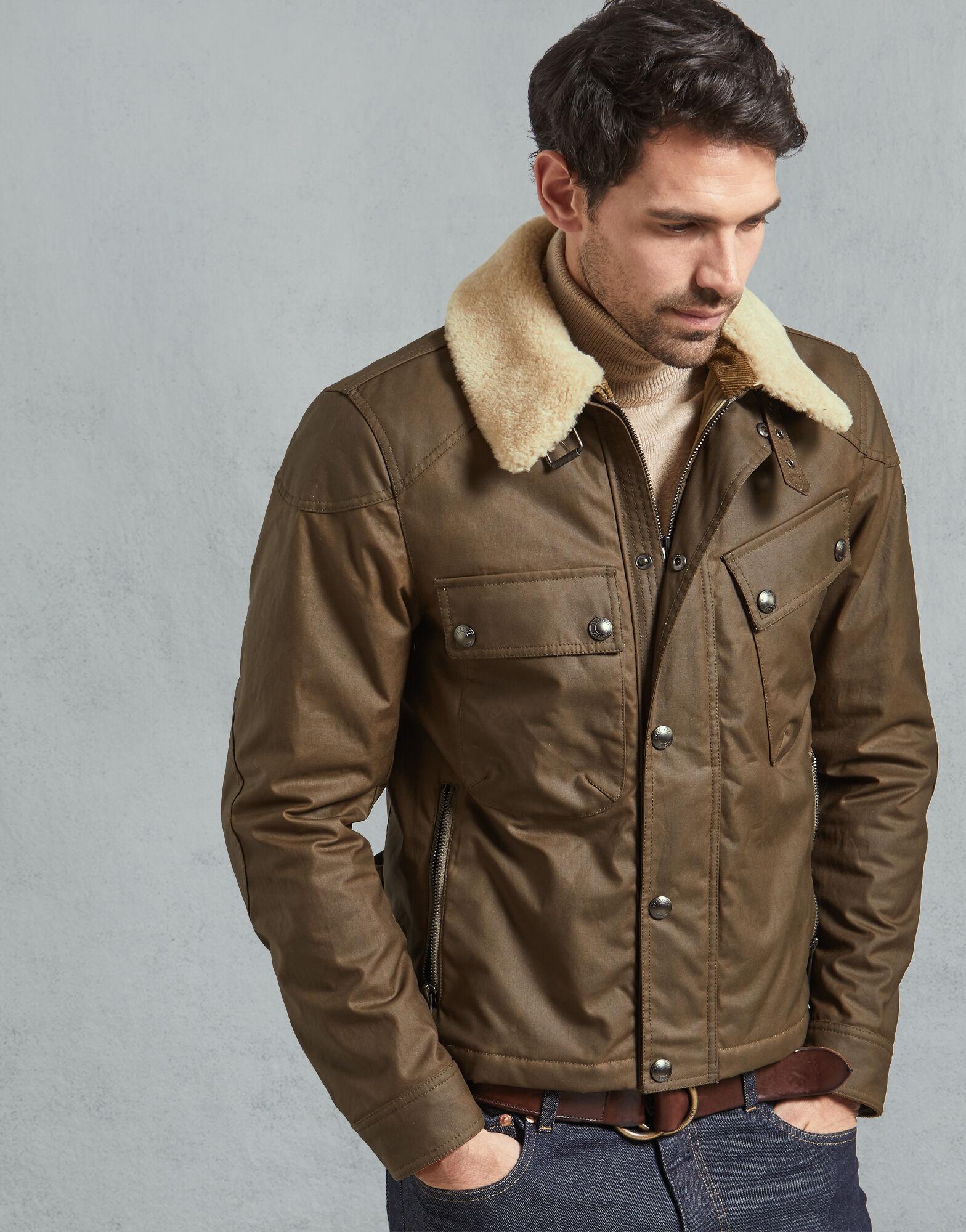 Belstaff Cotton Patrol Waxed Jacket With Shearling for Men - Lyst