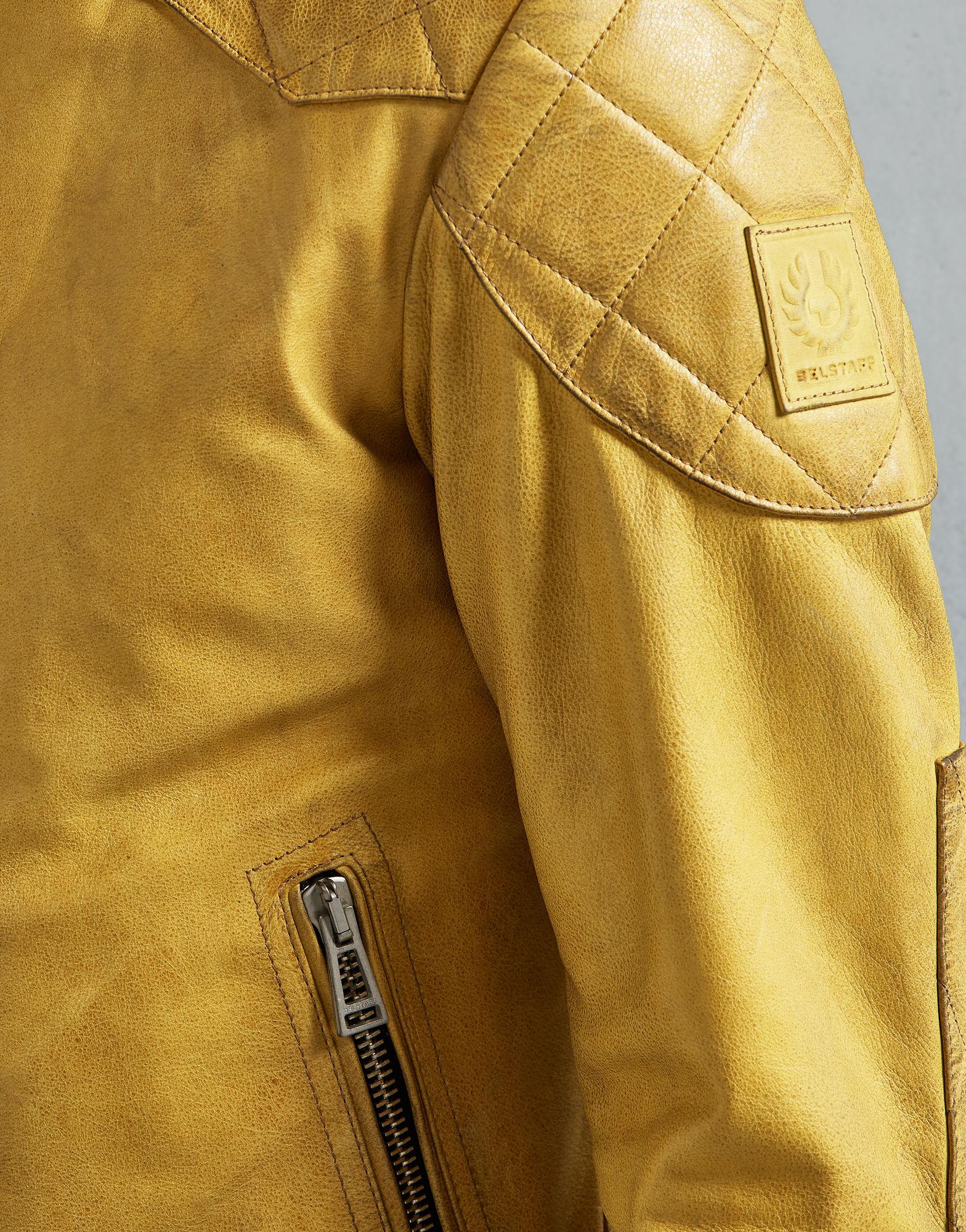 Belstaff Outlaw Leather Jacket in Yellow for Men - Lyst