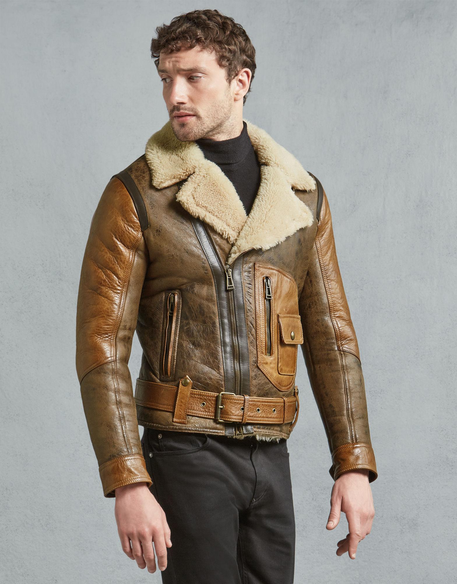 Belstaff Danescroft Shearling Aviator Jacket in Brown for Men | Lyst