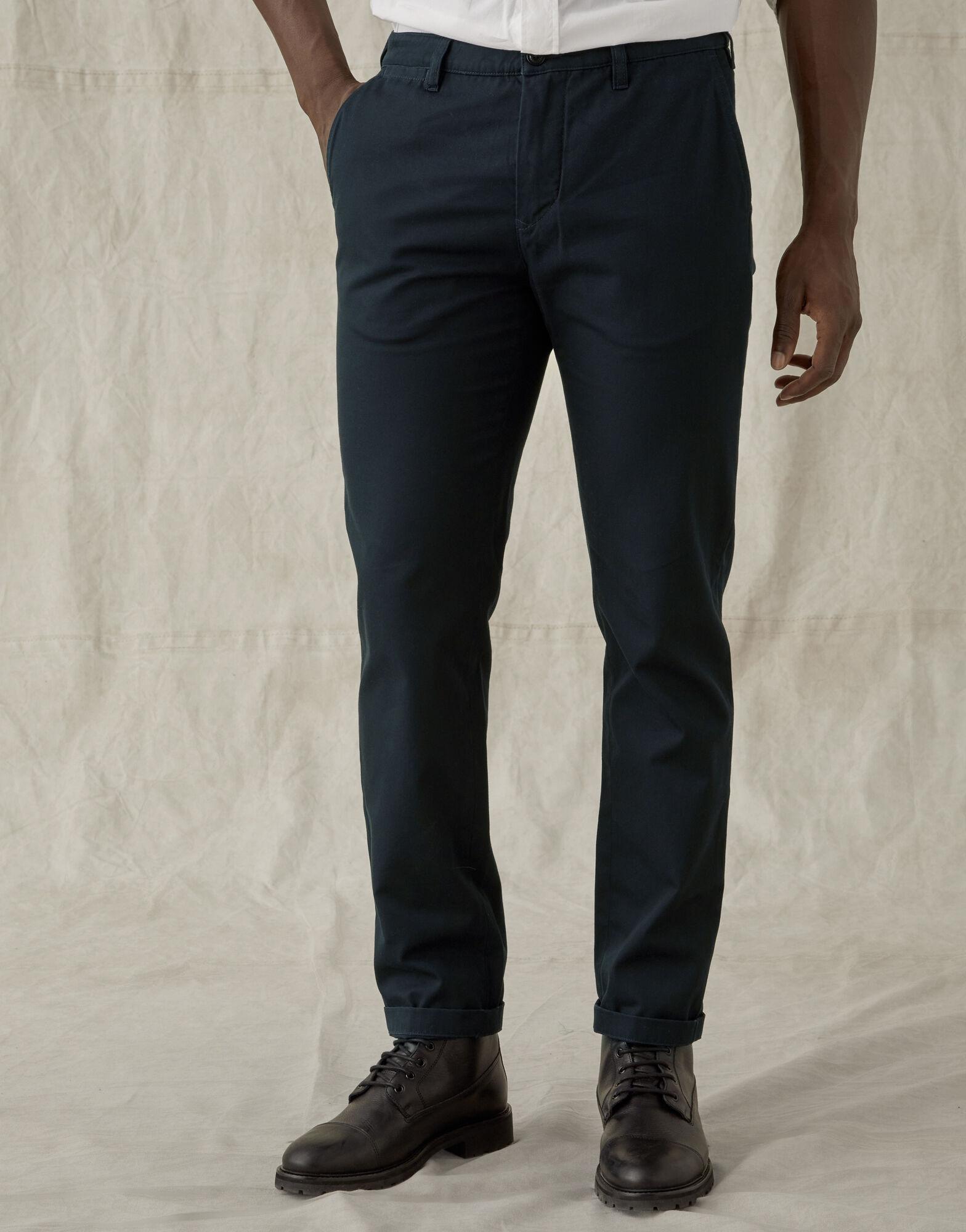 Belstaff Cotton Officer Chino Slim Trousers in Navy (Blue) for Men - Lyst