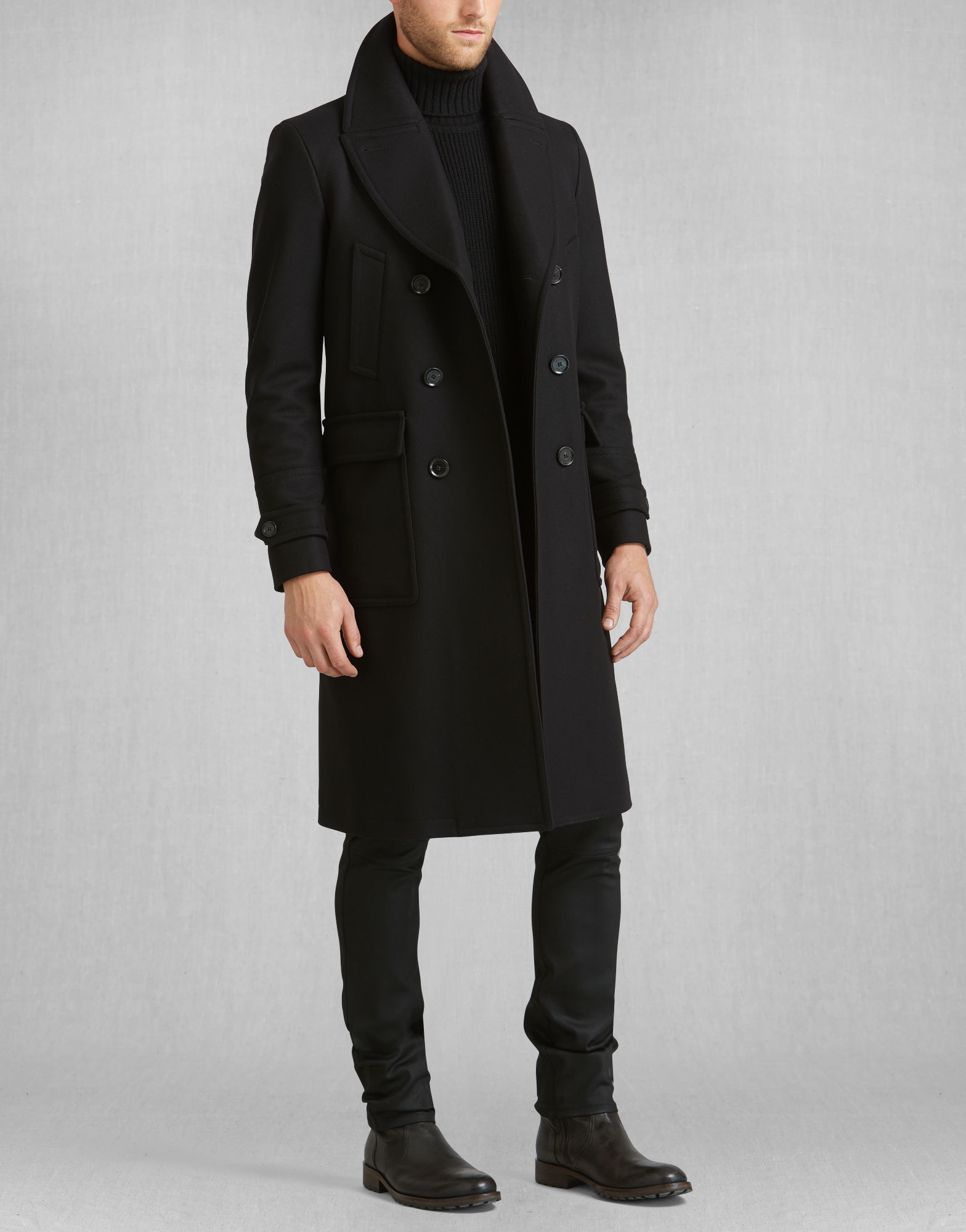 Belstaff Milford Wool and Cashmere-Blend Trench Coat in Black for Men - Lyst