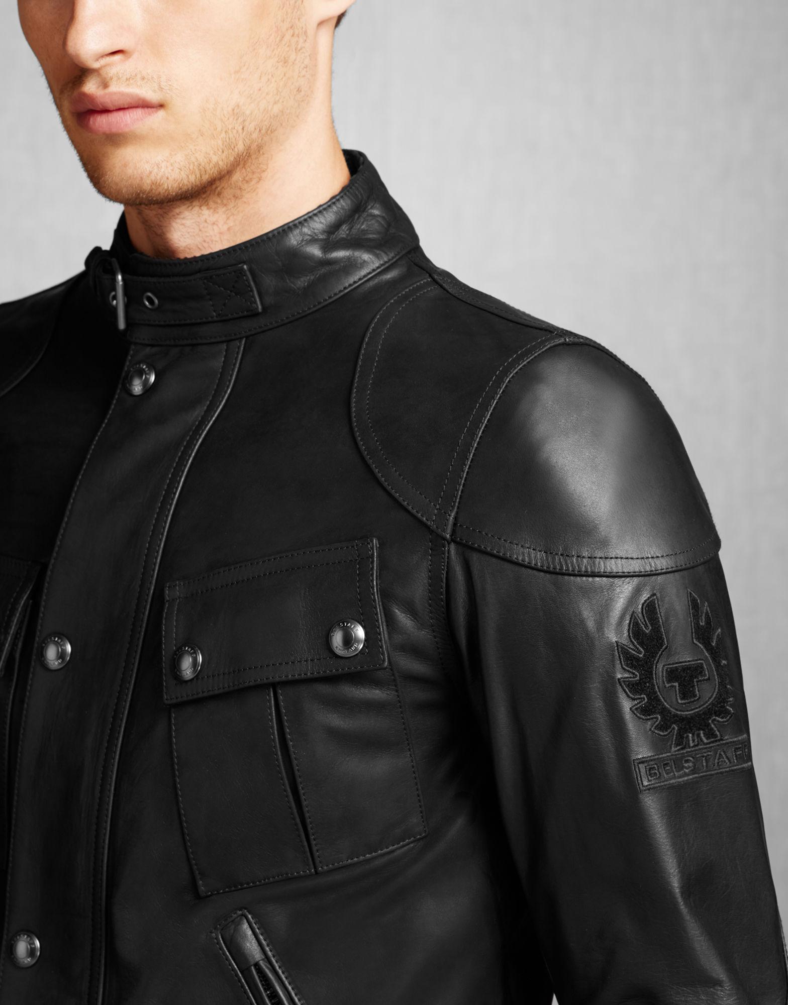 Belstaff Olivers Mount Blouson In Waxed Leather in Black for Men | Lyst