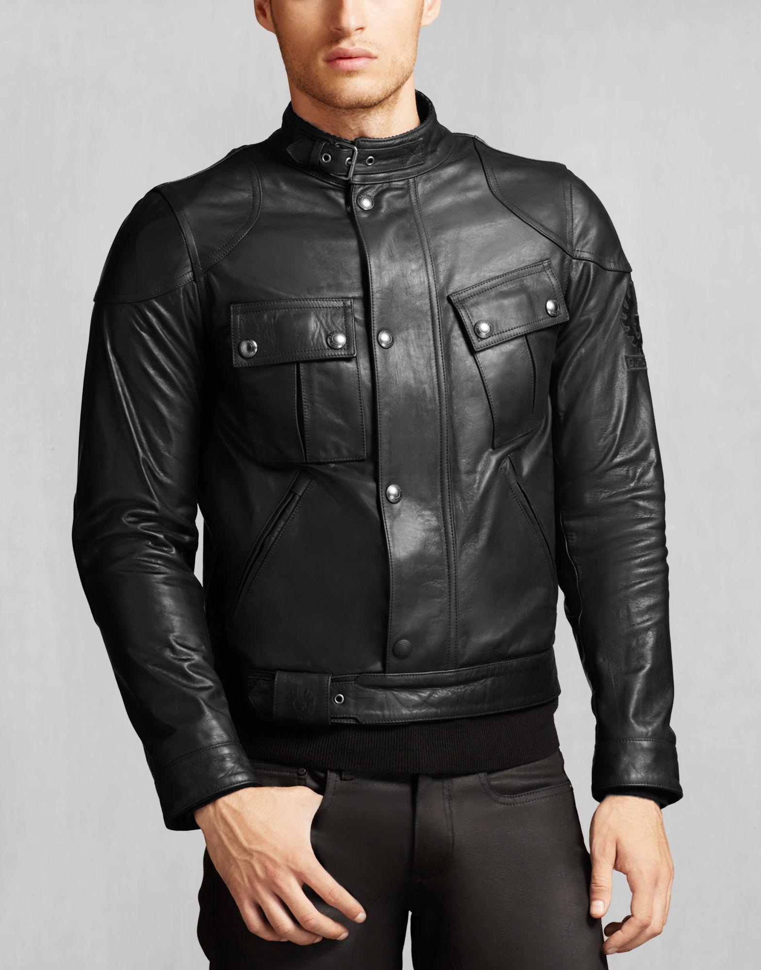 Belstaff Olivers Mount Blouson In Waxed Leather in Black for Men | Lyst