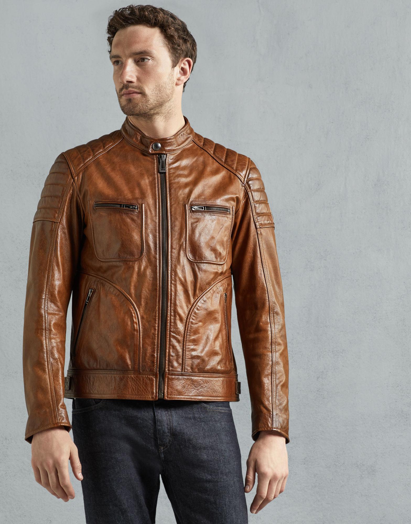 belstaff mens brown leather jacket