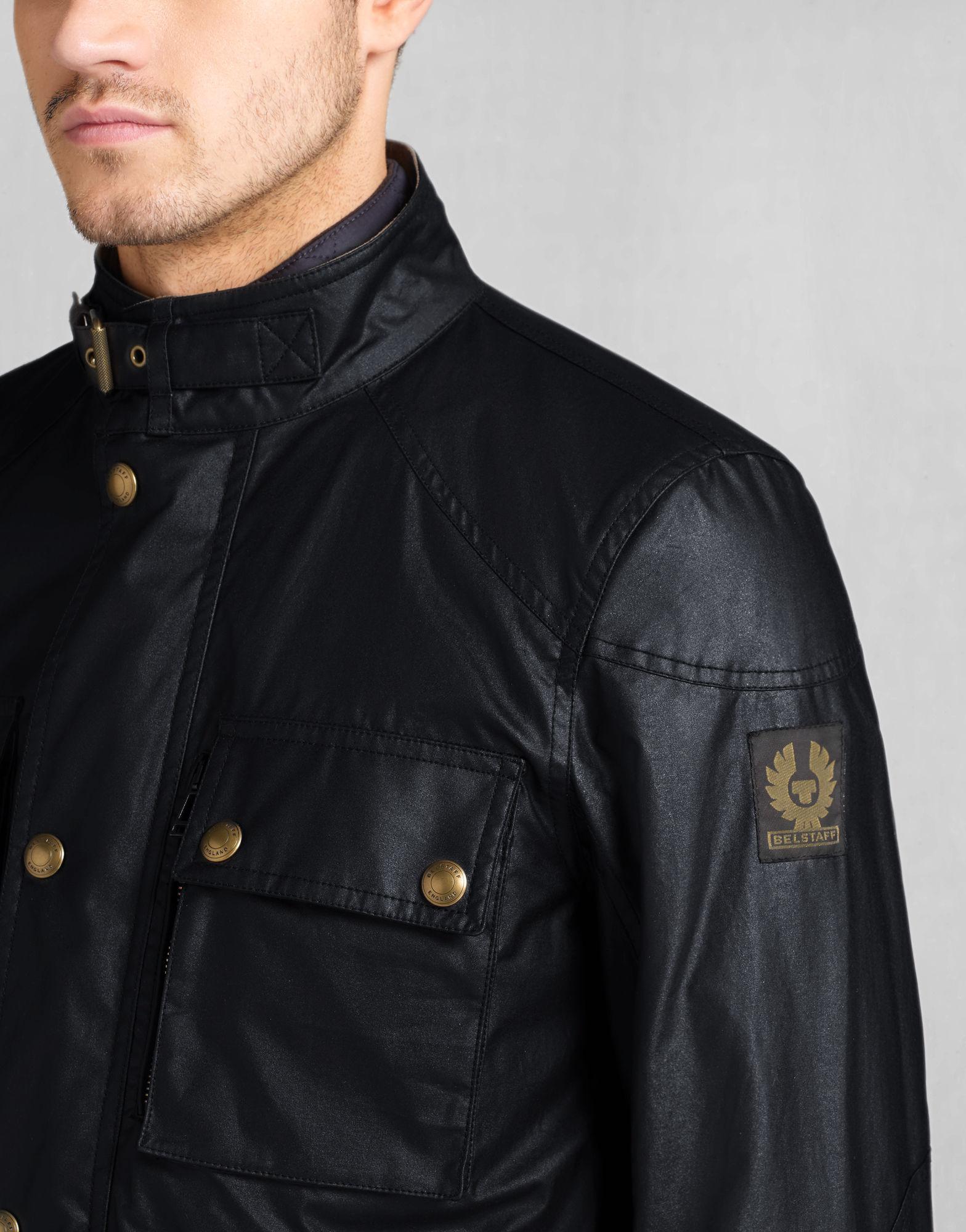 Belstaff Trialmaster Jacket In Dark Navy Signature 6oz Waxed Cotton in  Black for Men | Lyst