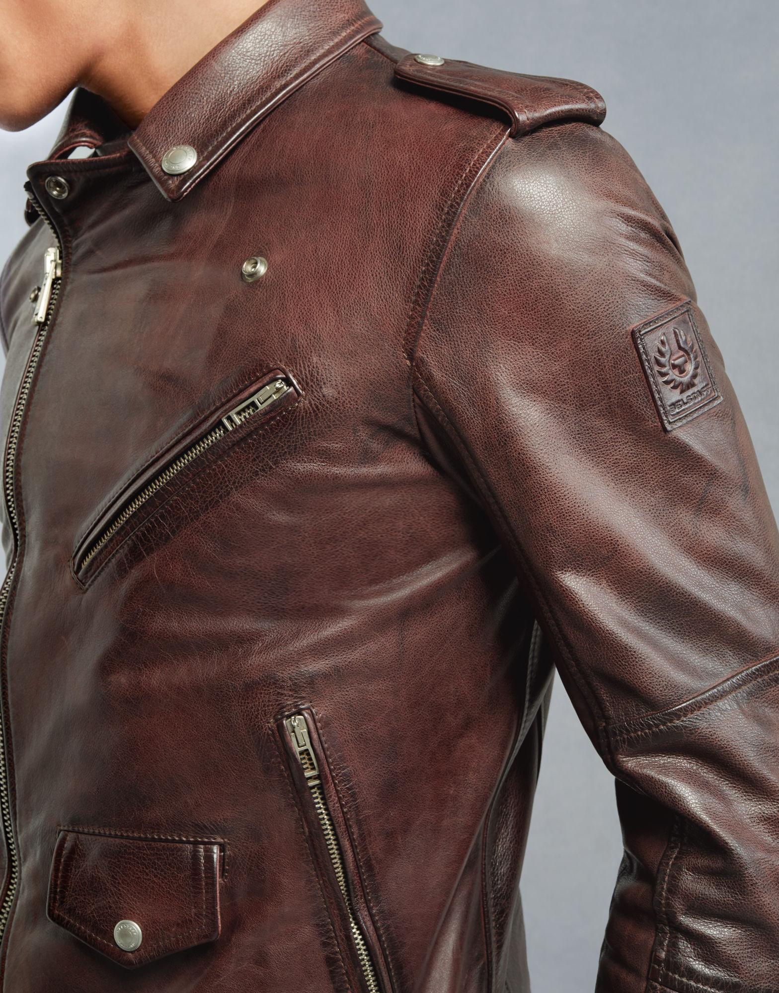 belstaff mens brown leather jacket