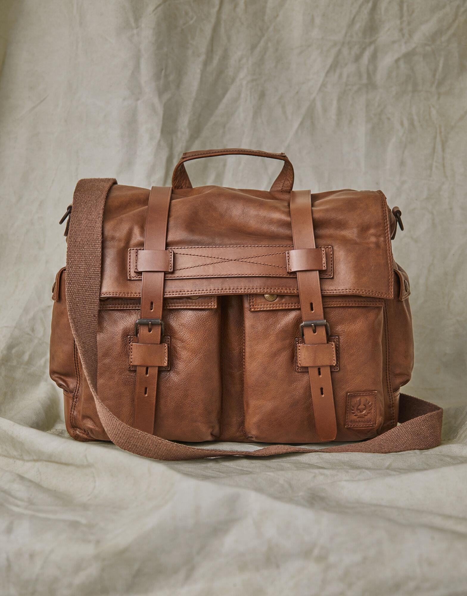 Belstaff Leather Colonial Messenger Shoulder Bag in Cognac (Brown) for