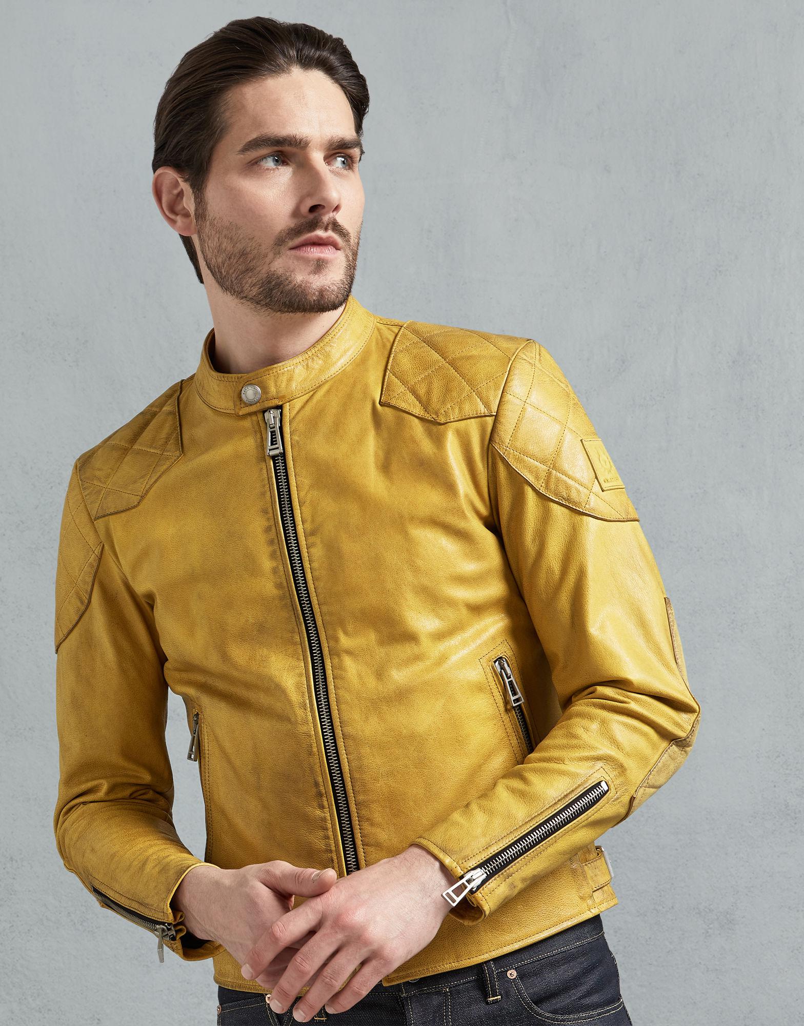 Belstaff Outlaw Leather Jacket in Yellow for Men | Lyst