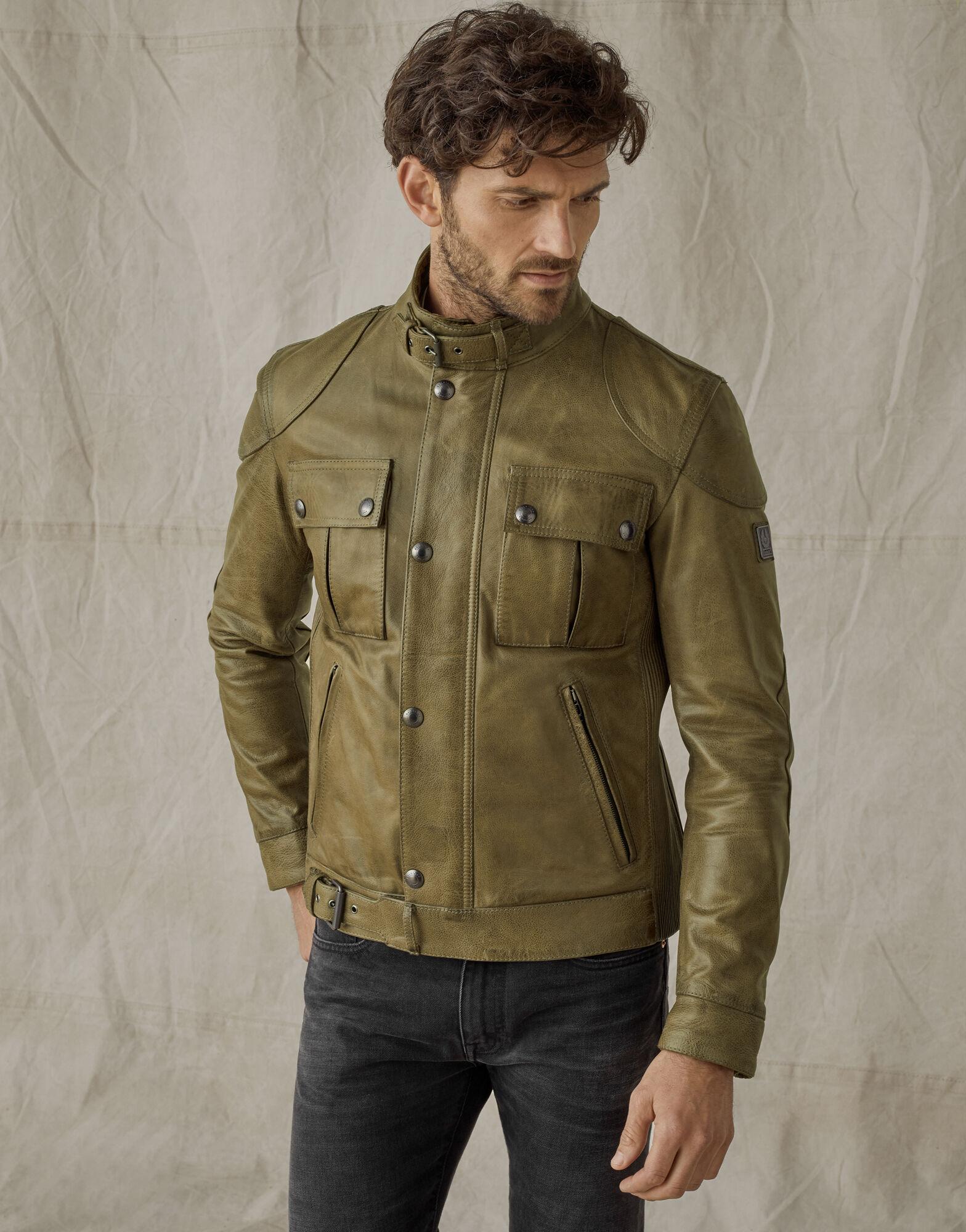 Belstaff Gangster 2.0 Leather Jacket in Green for Men | Lyst