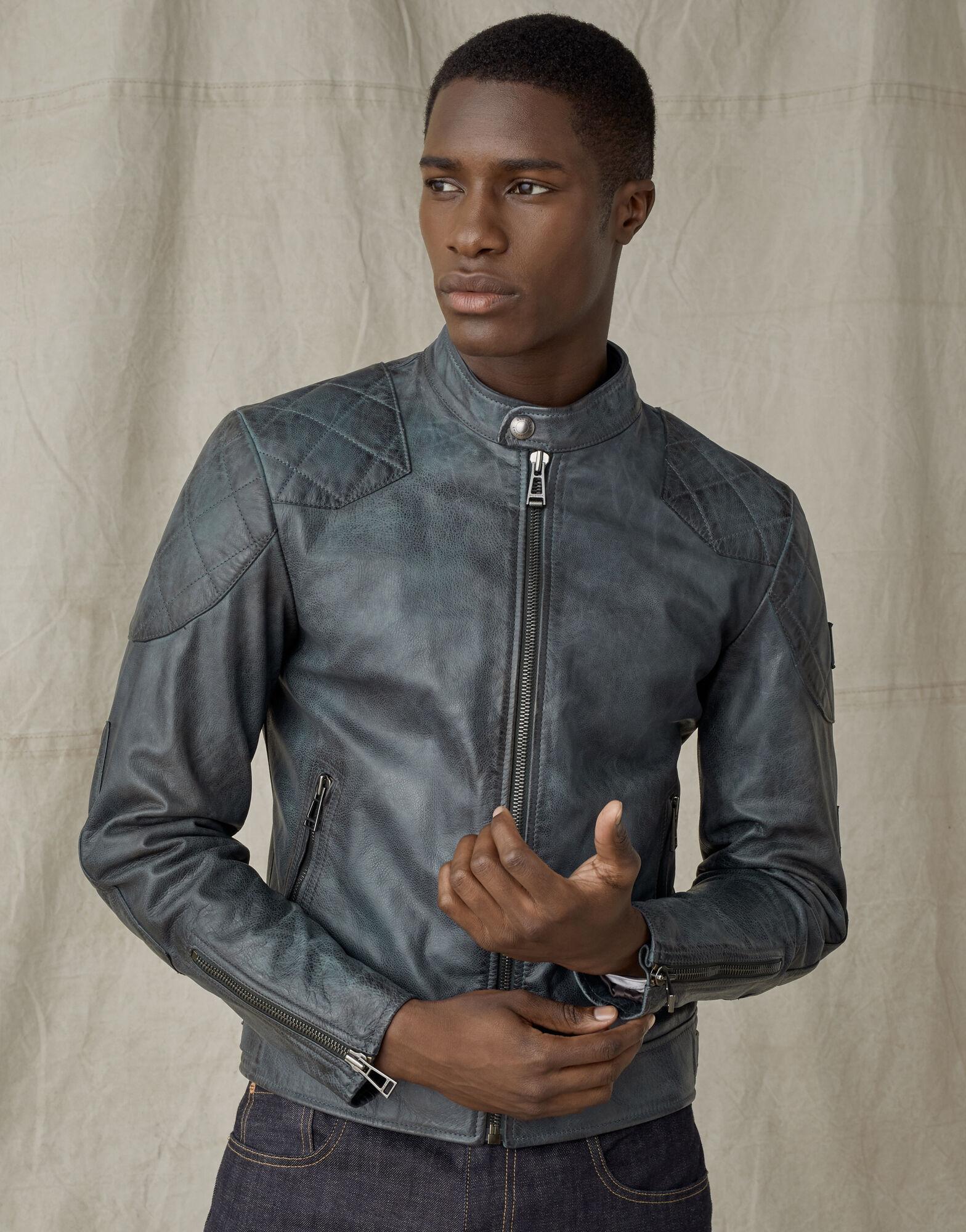 belstaff lederjacke herren blau