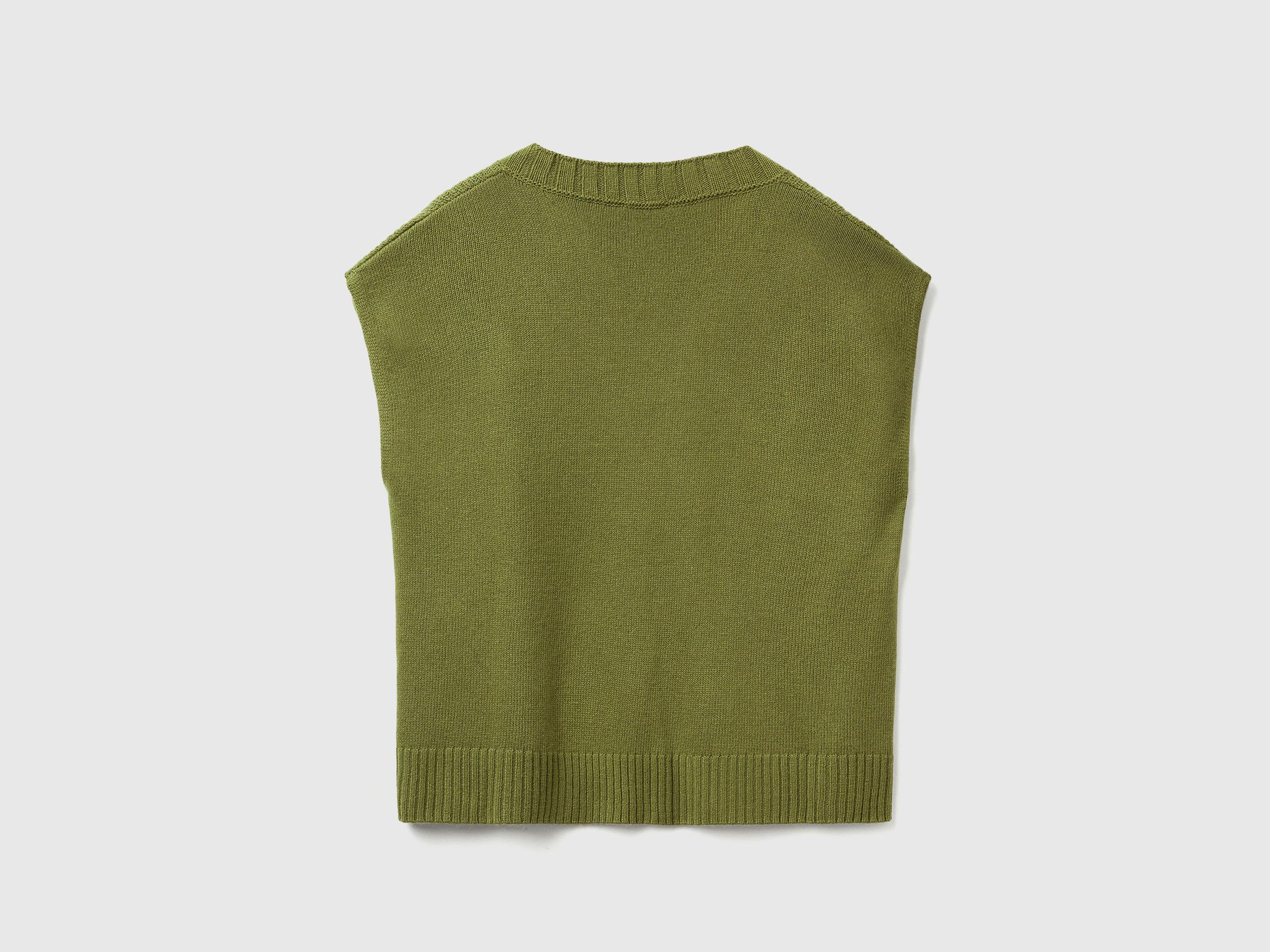 Pull Sans Manches United Colors Of Benetton Taille L - Occasion Très Bon état, Laine Mélangée, Jamais Porté