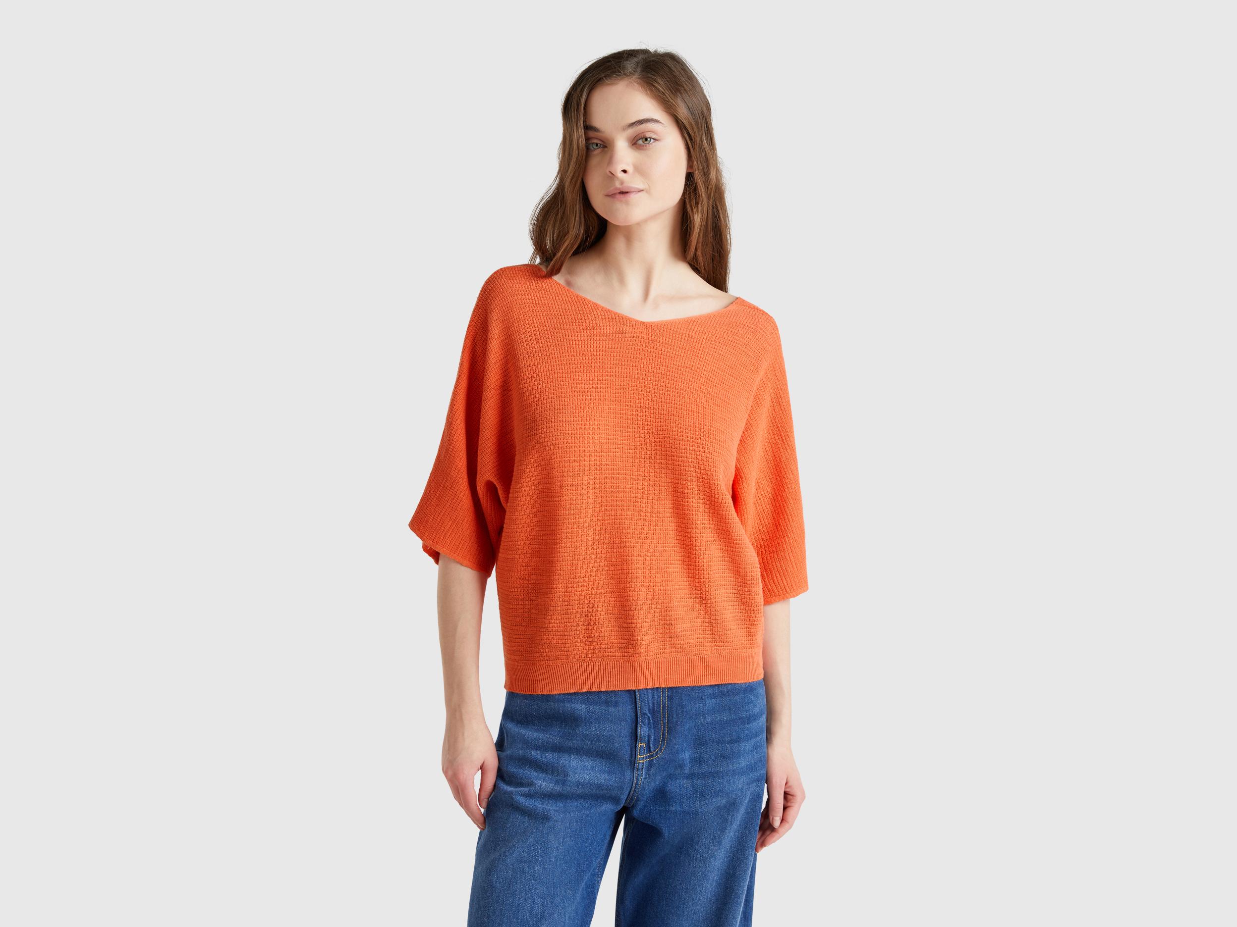 Crew Neck Benetton Pullover Donna T Shirt Donna Manica 3/4