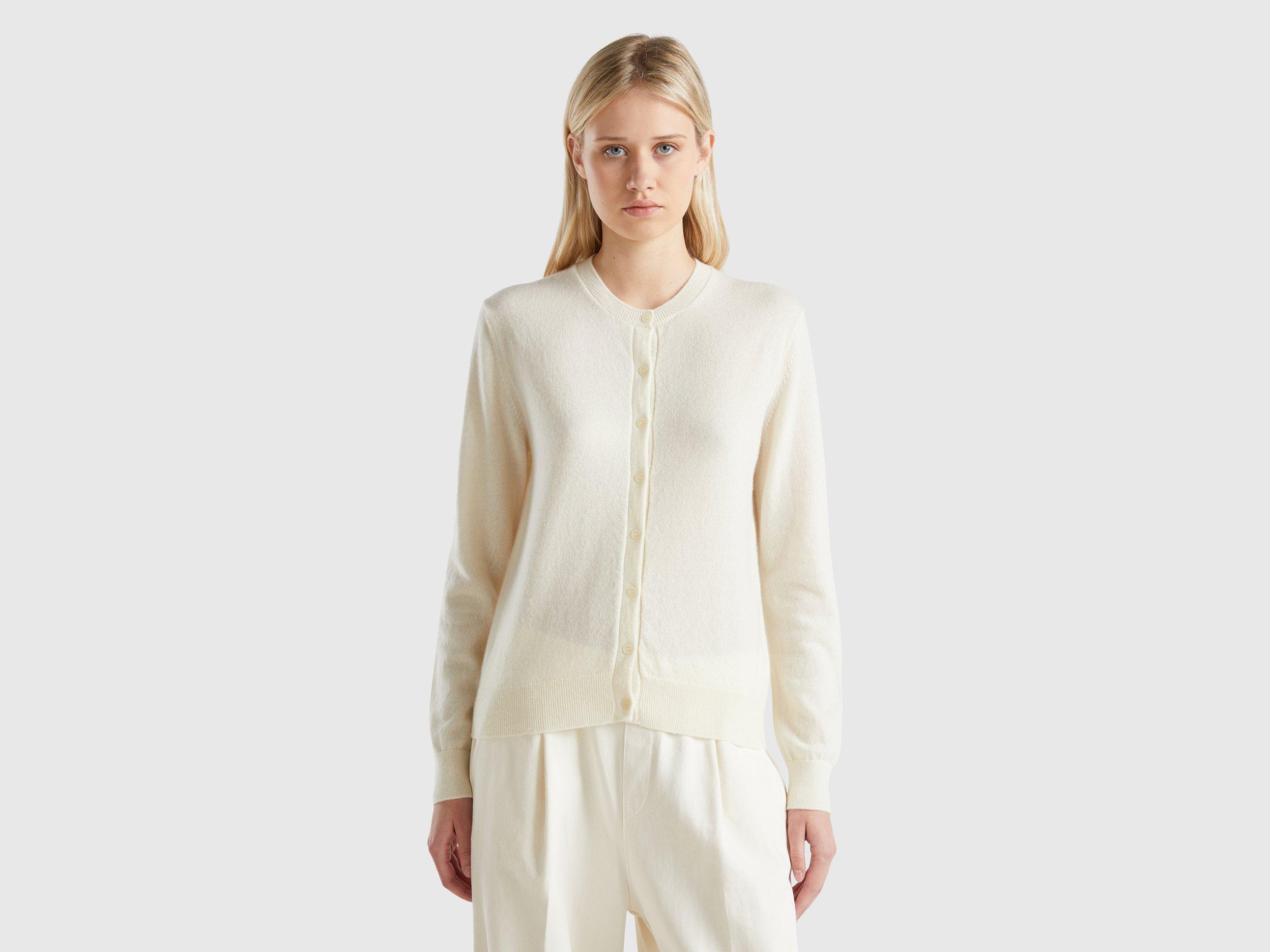 Benetton Benetton Cream Cardigan in Black Lyst UK