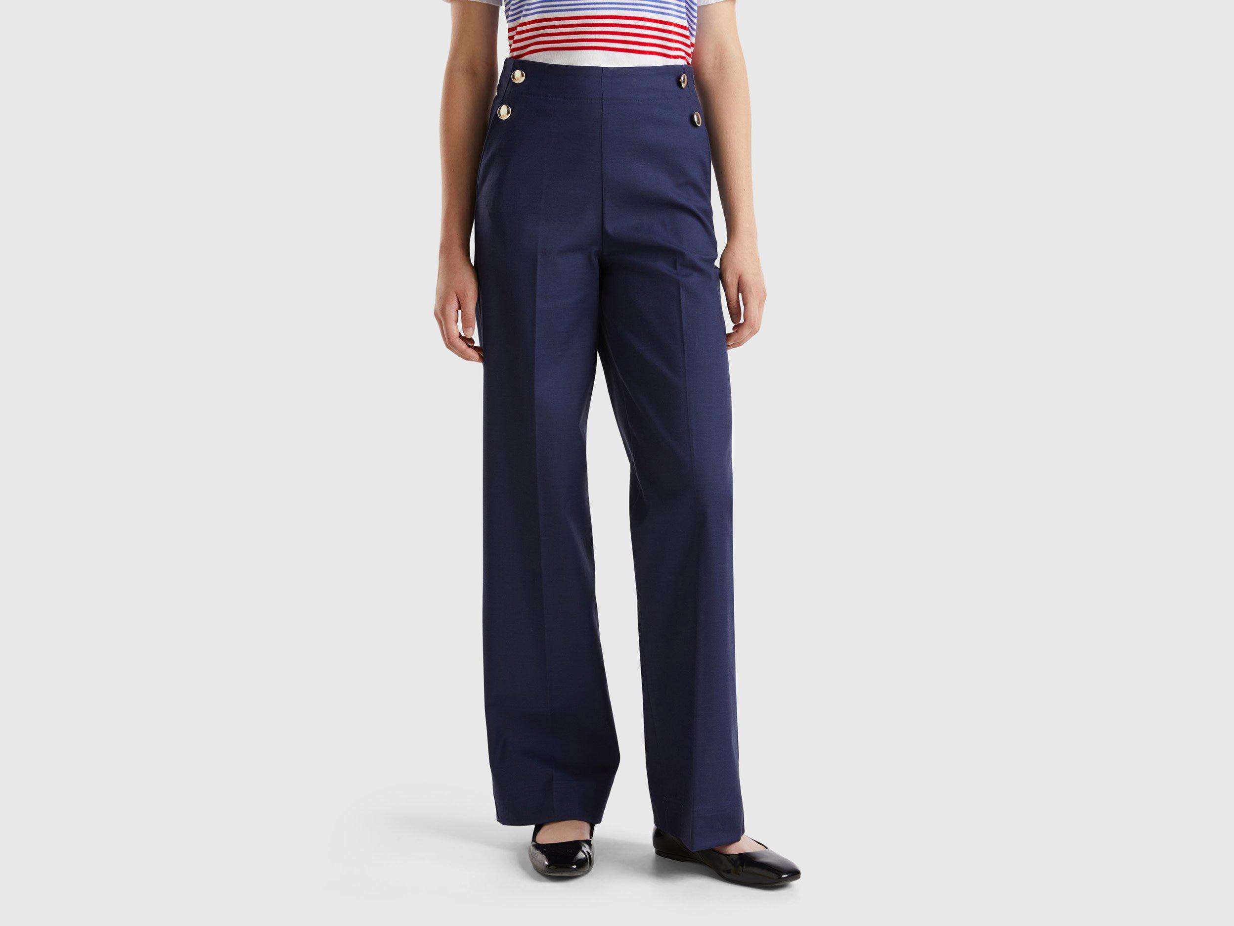 Benetton High waisted Palazzo Trousers in Black Lyst UK