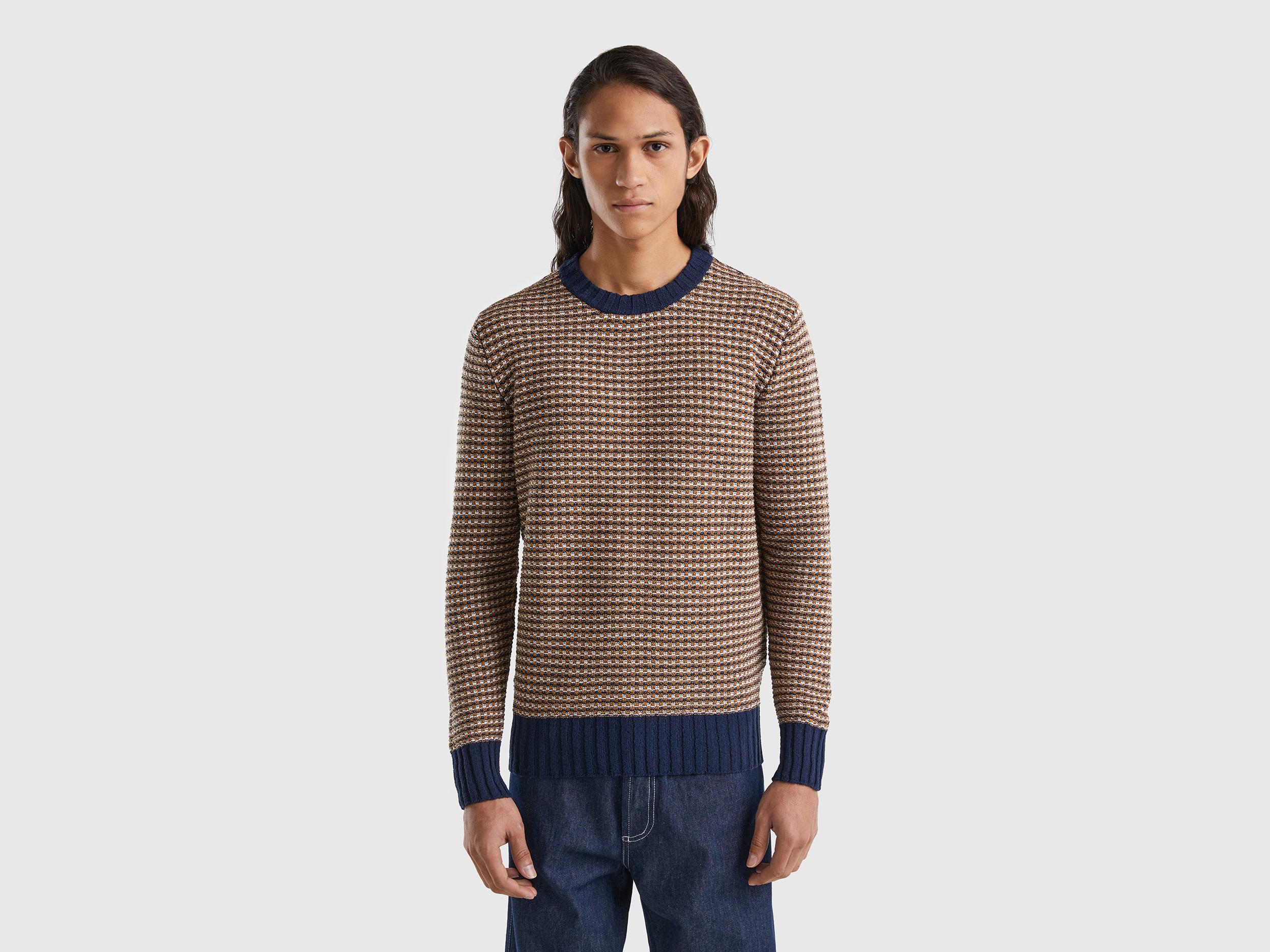 Benetton Jacquard Sweater In Recycled Cotton Blend in Blue for Men | Lyst UK