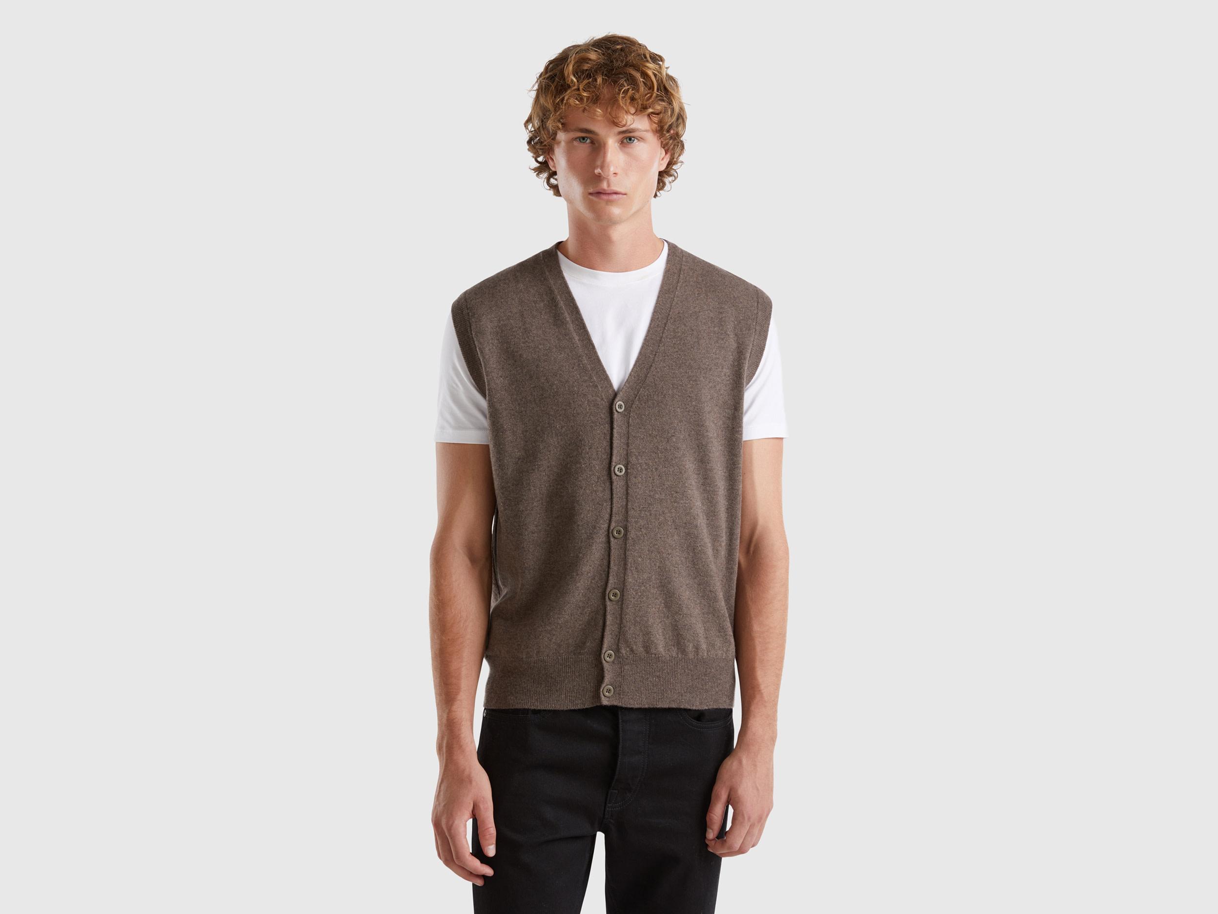 Benetton Brown Vest In Pure Merino Wool in Black for Men Lyst UK