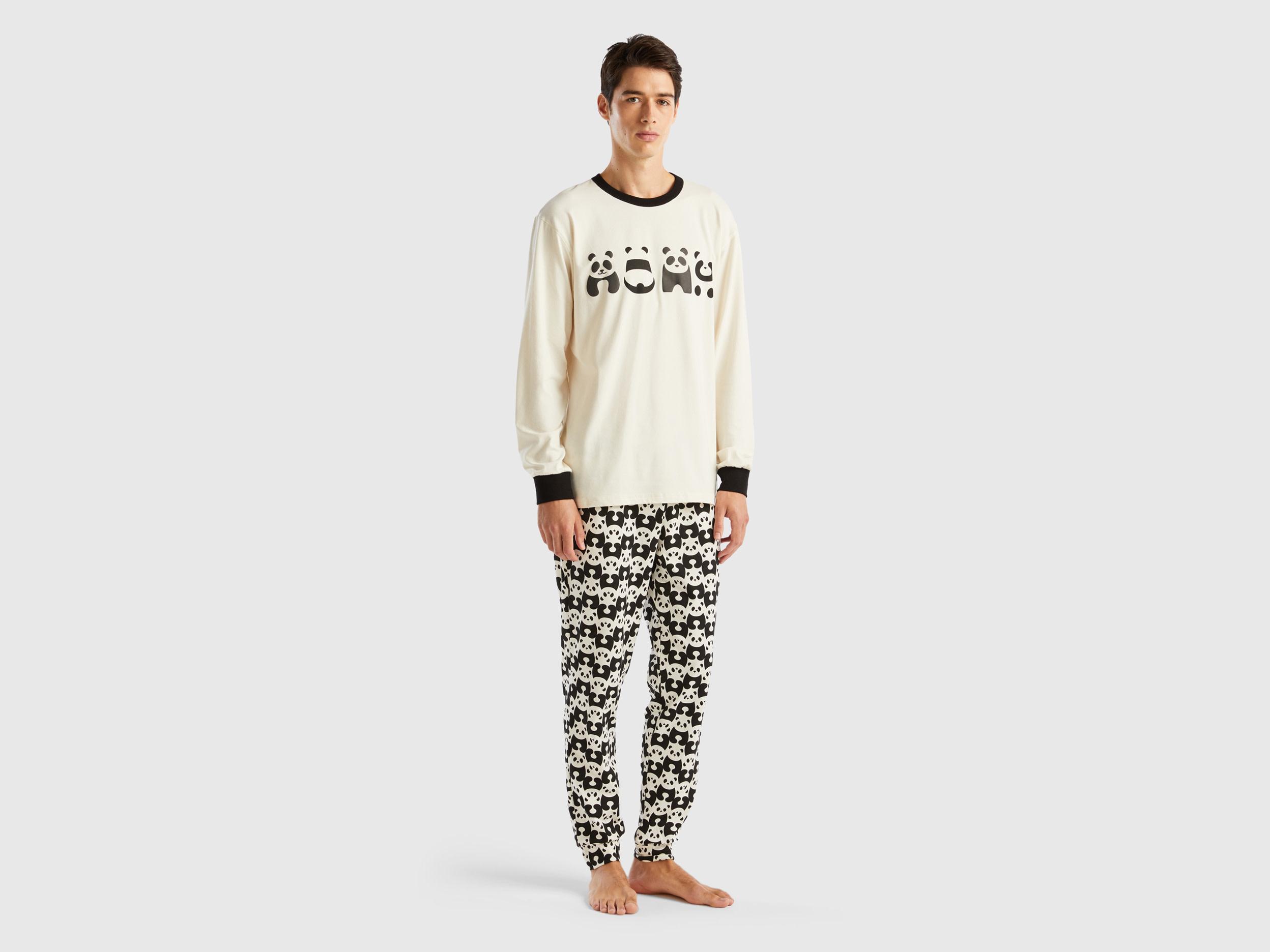 Benetton Long Pyjamas With Panda Print in Black for Men | Lyst UK