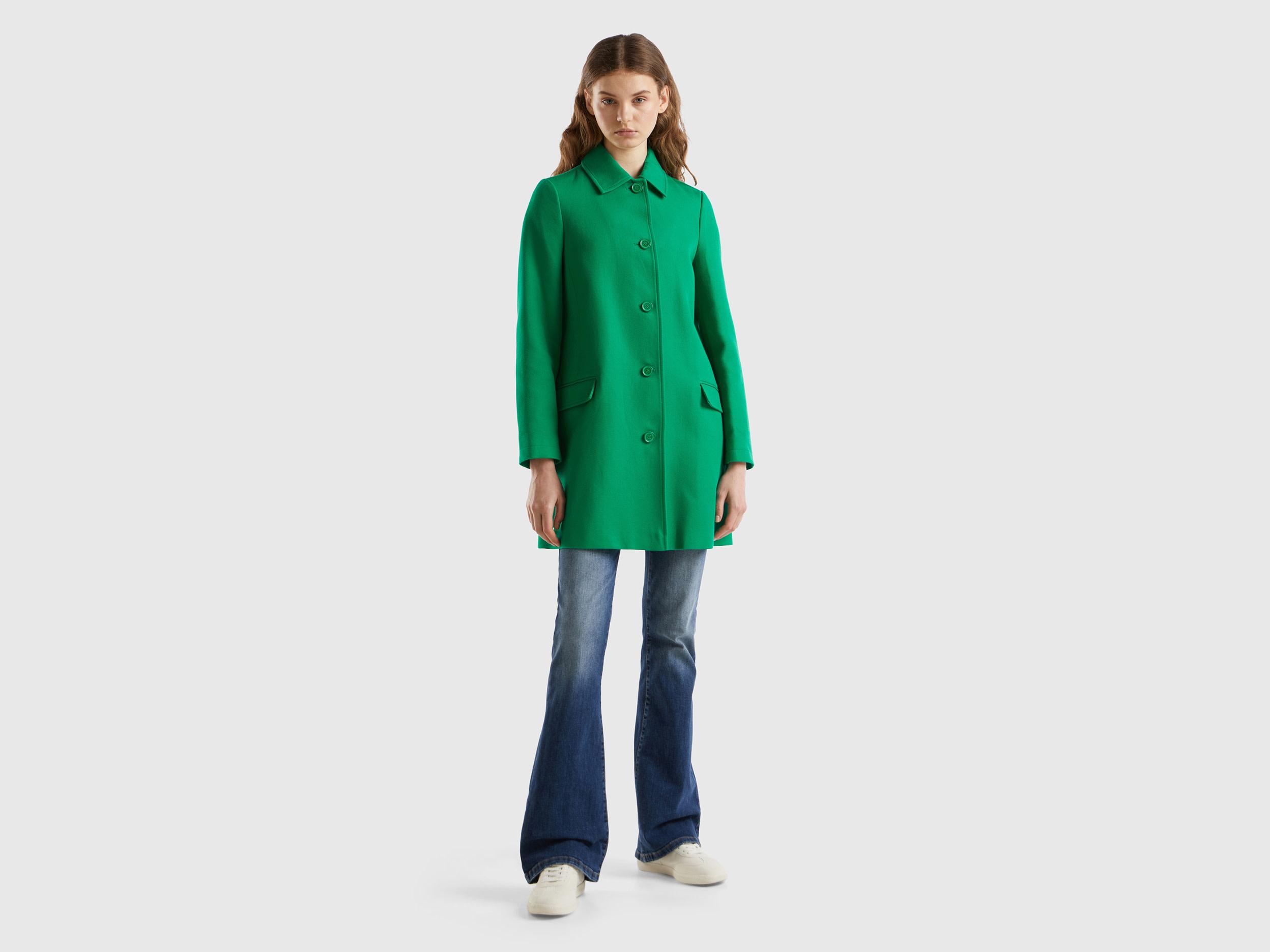 Benetton Duster Coat In Pure Cotton in Green Lyst UK
