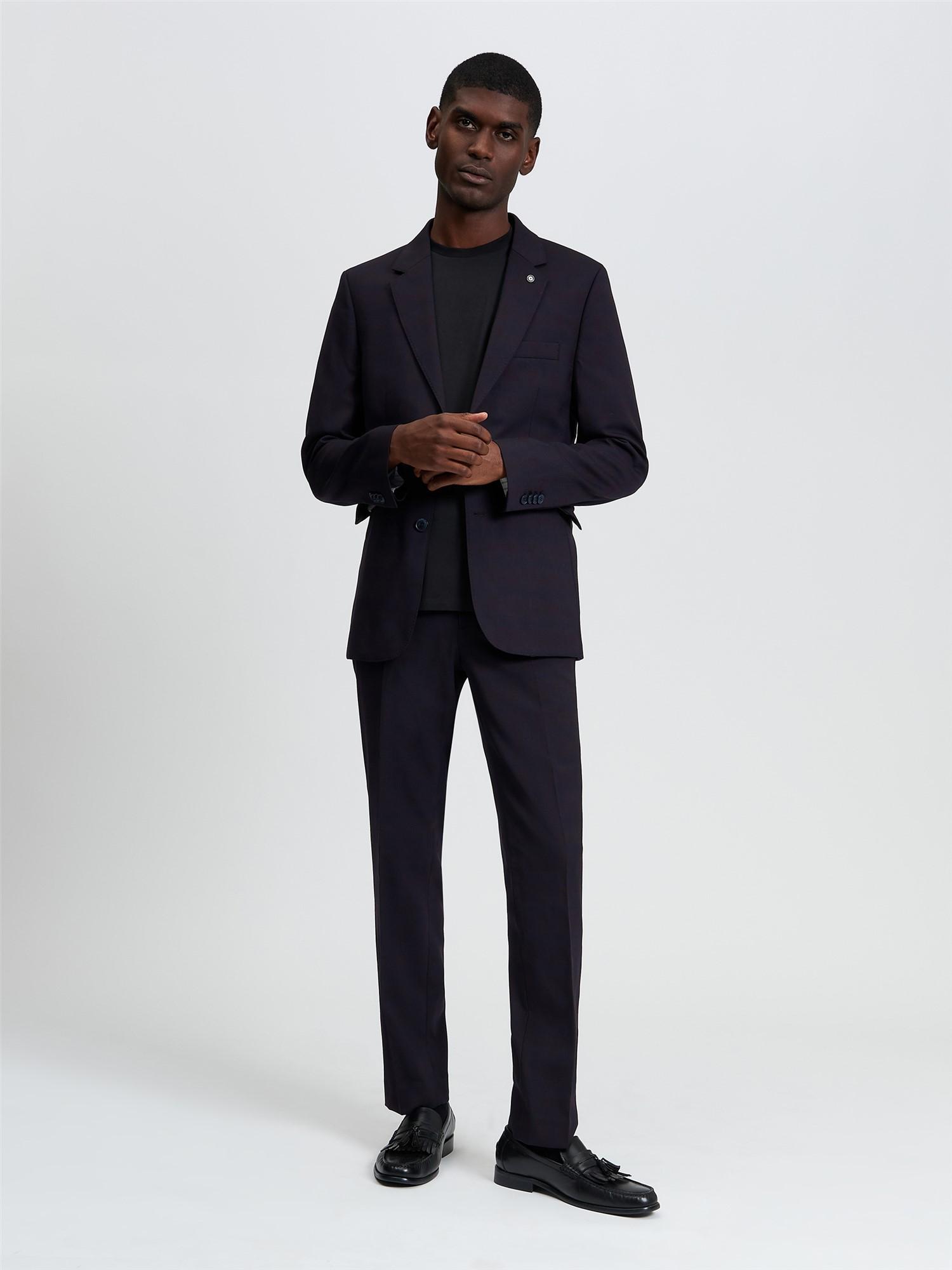 black ben sherman blue check suit