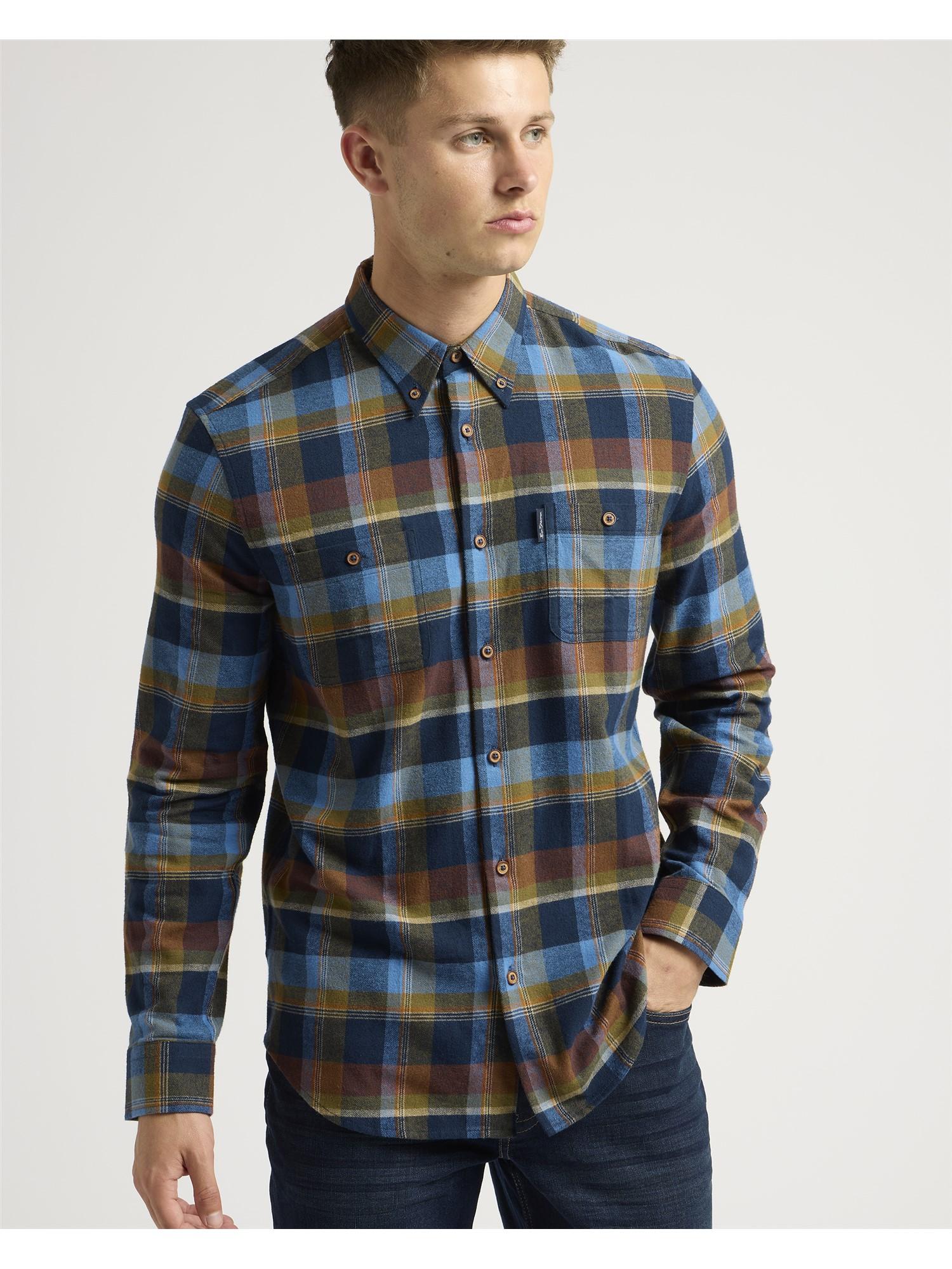 Ben Sherman Brushed Twill Check Shirt in Blue for Men Lyst UK
