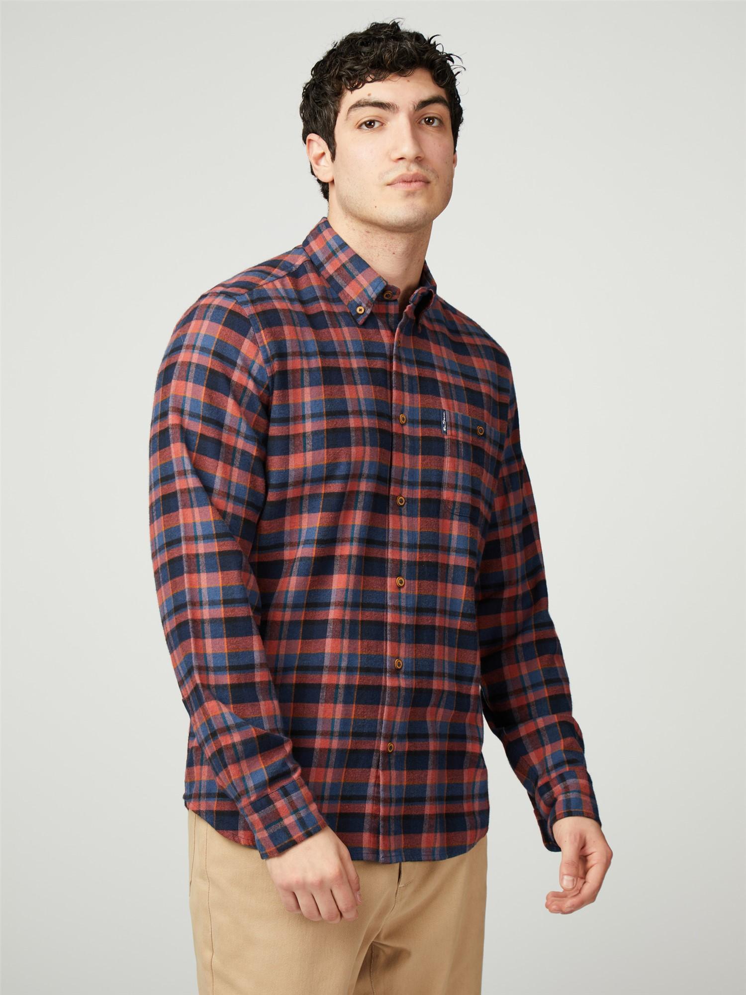 Ben Sherman Men´s Red Brushed Plaid Check shirts shirts - Main Image