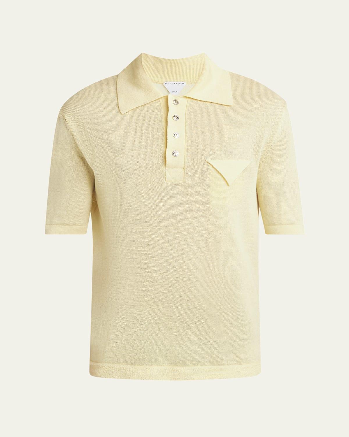 Tシャツ・カットソー BOTTEGA VENETA Bottega Veneta String Linen Knit Polo Bottega Veneta Linen-Knit Polo in Natural for Men | Lyst