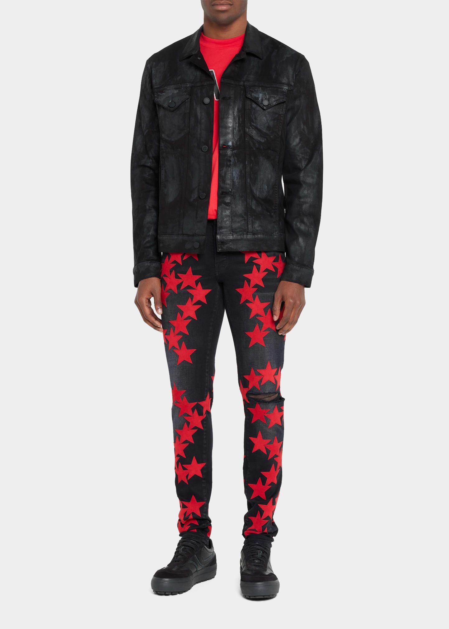 Amiri Chemist Stars Skinny Jeans in Red for Men | Lyst